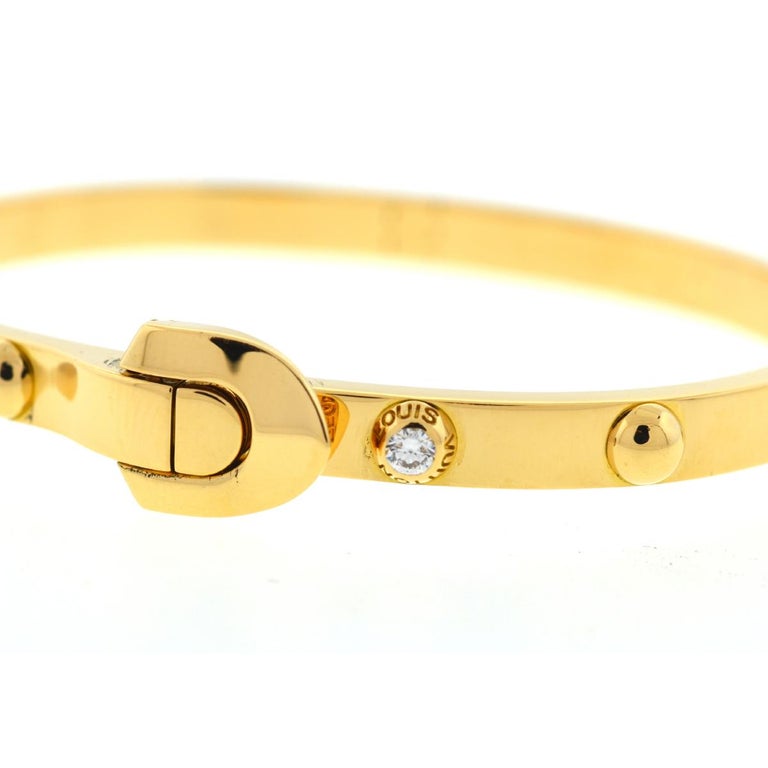 Louis Vuitton 18 Karat Yellow Gold Diamond Clous Bangle Bracelet at