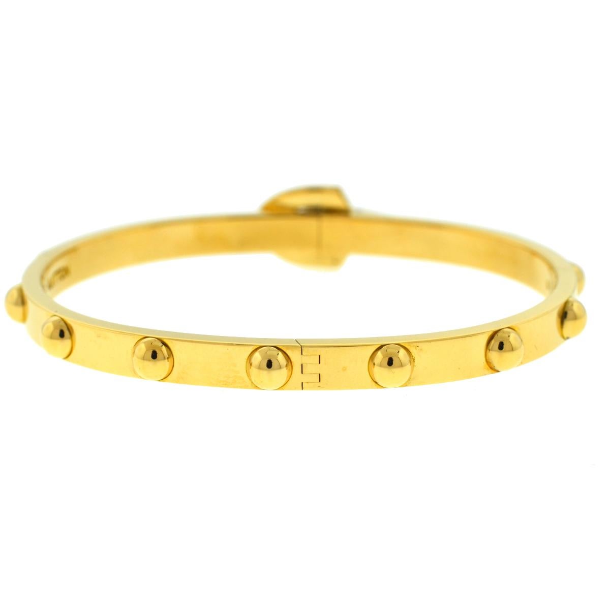 Round Cut Louis Vuitton 18 Karat Yellow Gold Diamond Clous Bangle Bracelet