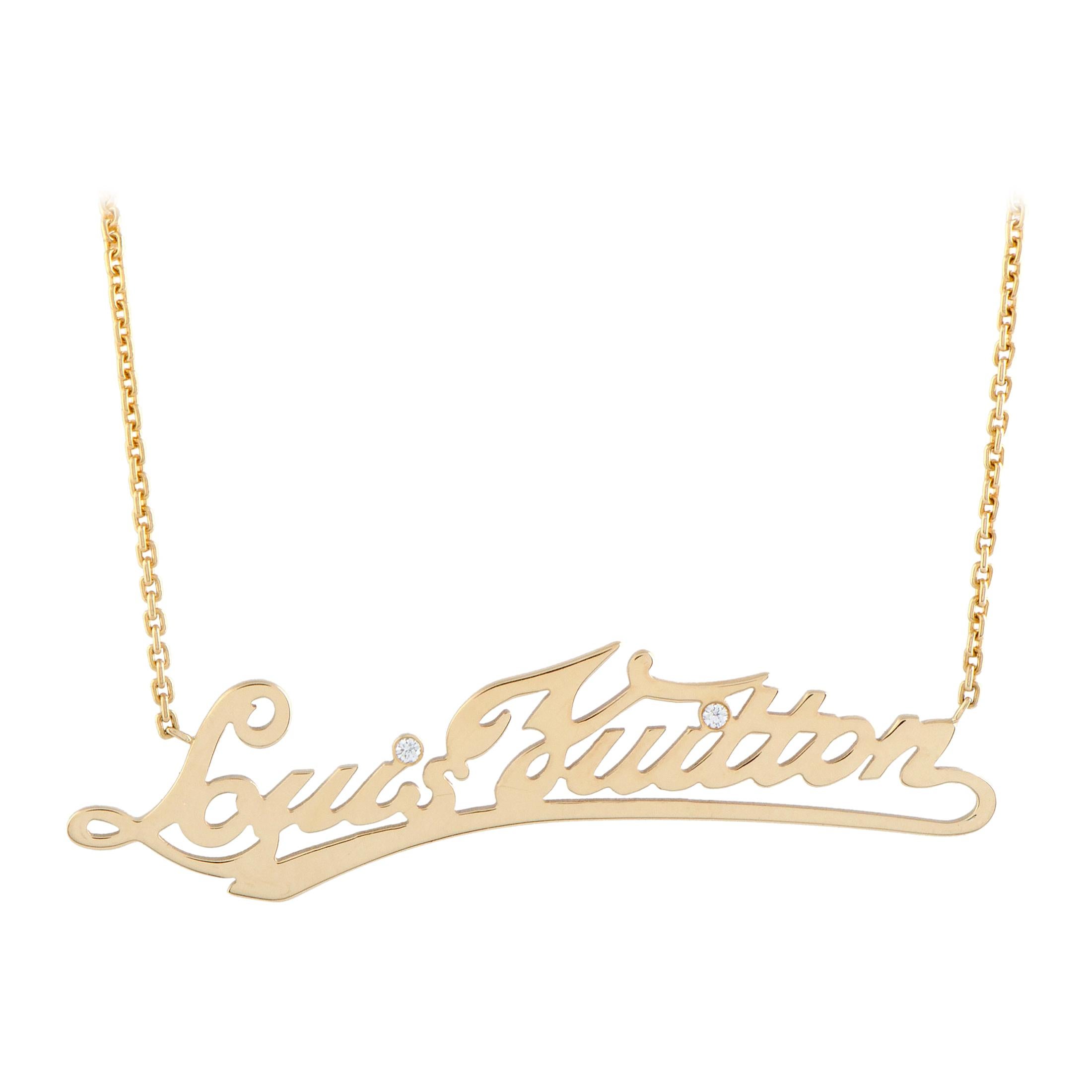 Louis Vuitton Gold And Diamond Nameplate Necklace Available For Immediate  Sale At Sotheby's