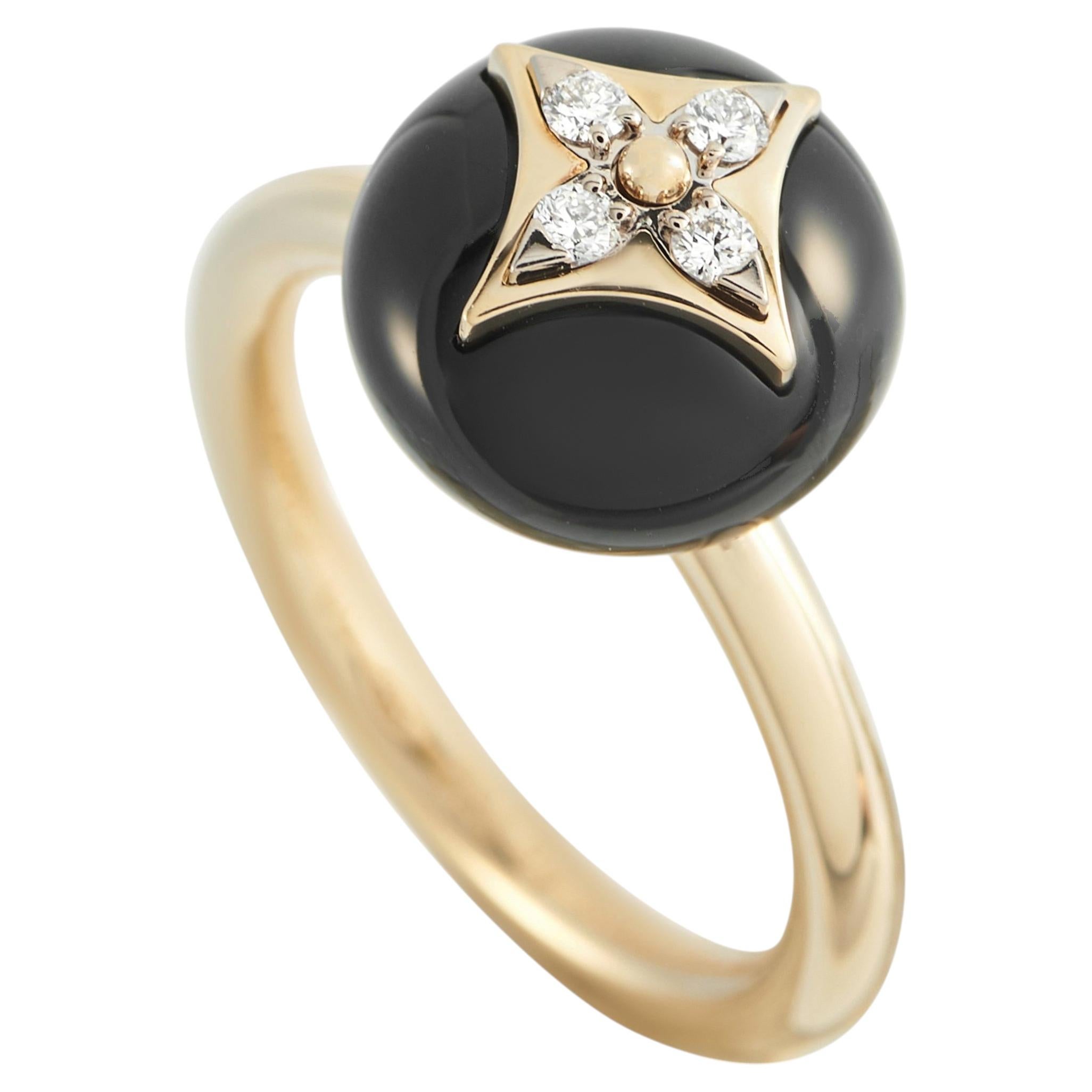 Louis Vuitton 18K Yellow Gold Diamond Star Blossom Ring LV22-052026