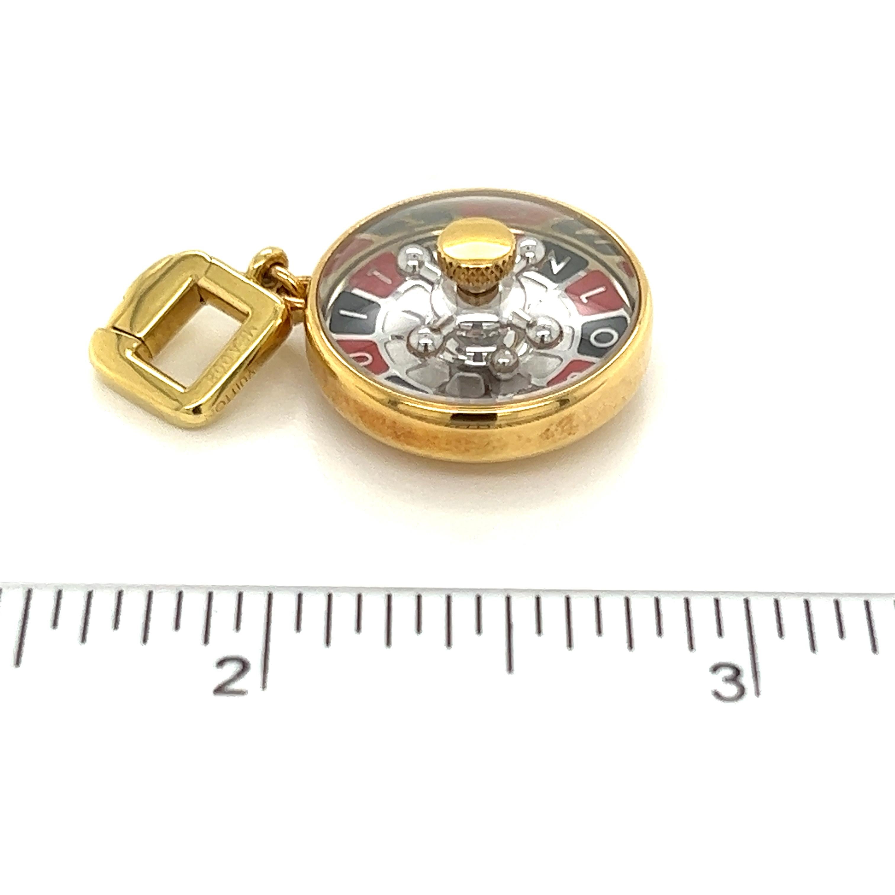 Women's Louis Vuitton 18k Yellow Gold Roulette Game Wheel Charm Pendant For Sale