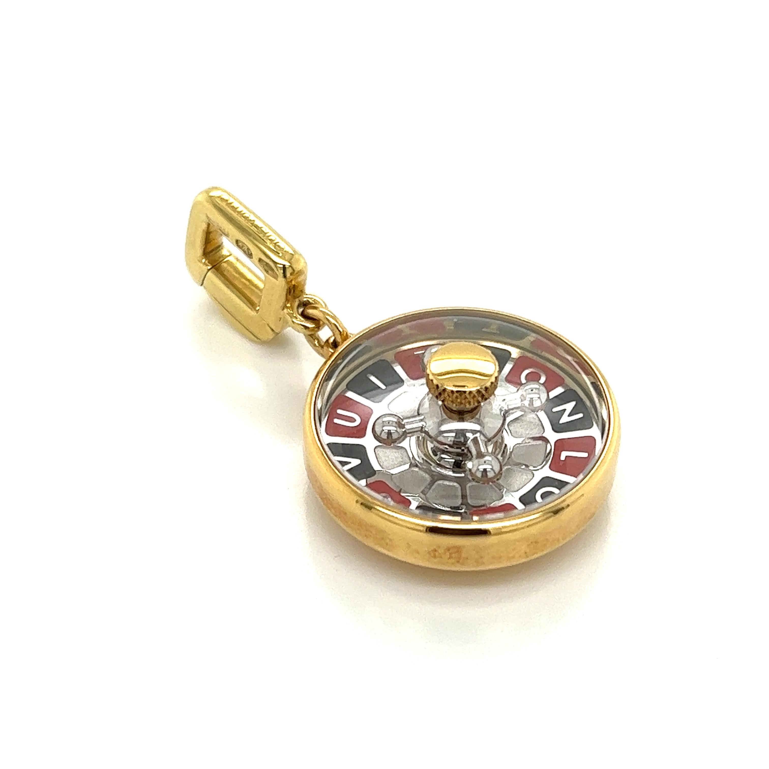 Louis Vuitton 18k Yellow Gold Roulette Game Wheel Charm Pendant For Sale 1