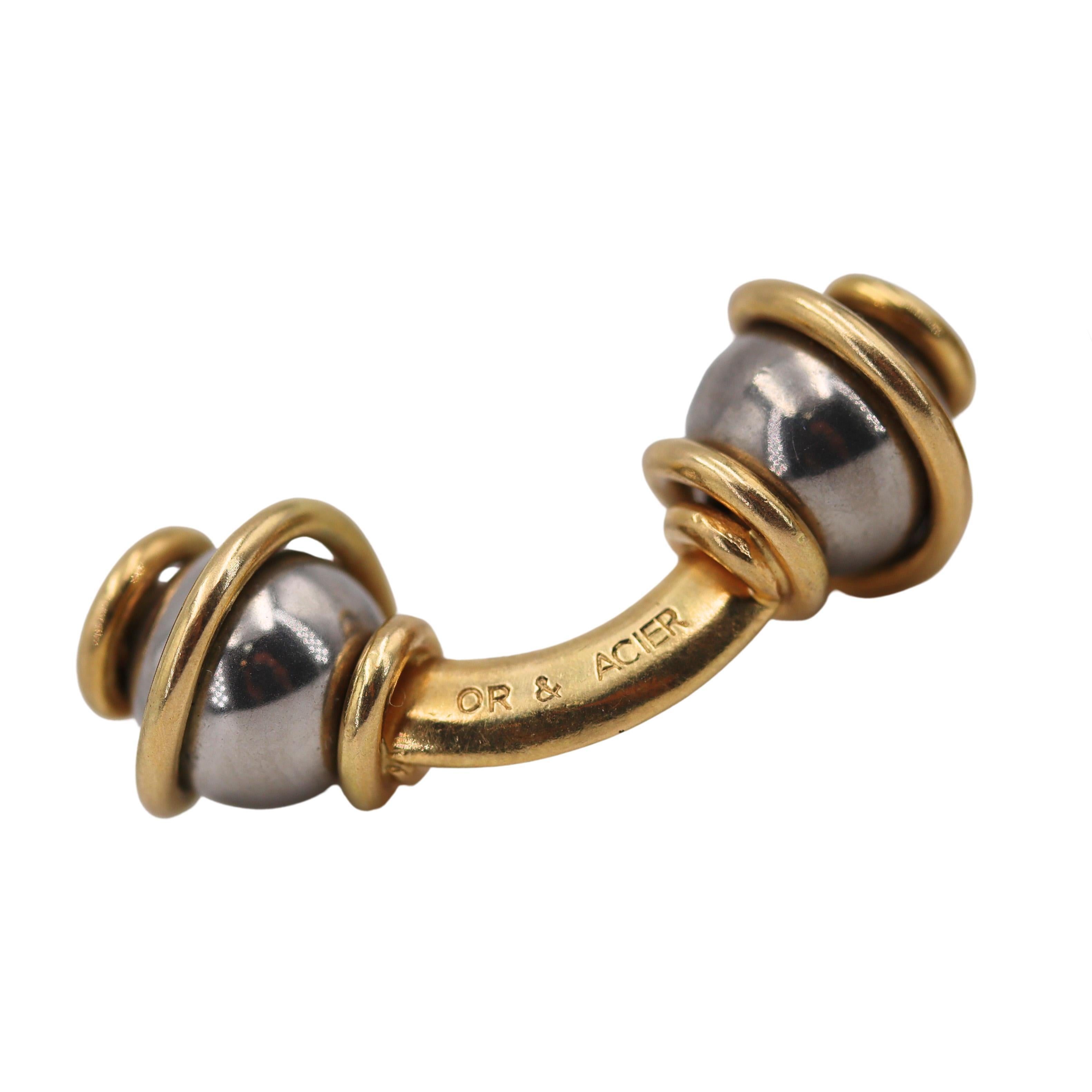 Men's LOUIS VUITTON 18kt Gold and Stainless Steel Cufflinks For Sale