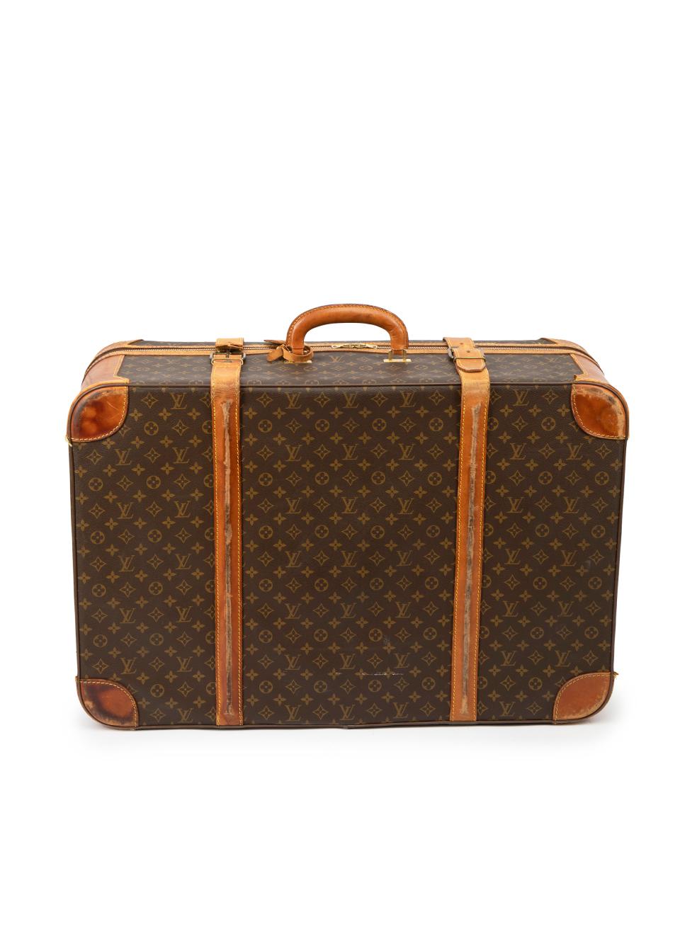 Louis Vuitton 1985 Vintage Brown Jumbo X-Large Monogram Canvas Stratos Suitcase In Good Condition For Sale In London, GB