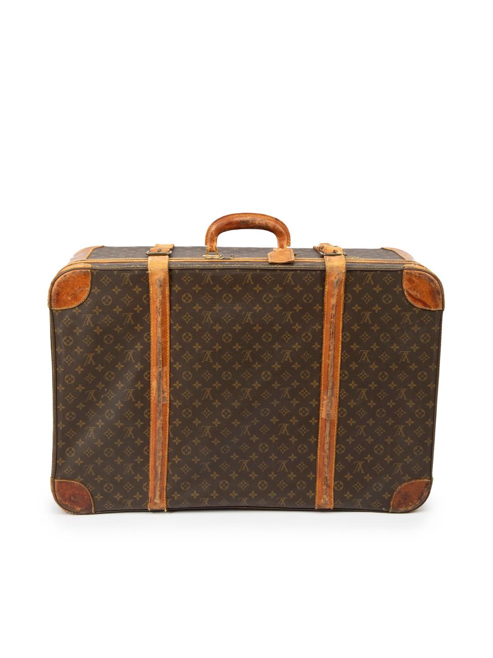 Louis Vuitton 1985 Vintage Brown Stratos Jumbo X-Large Monogram Canvas Suitcase In Good Condition For Sale In London, GB