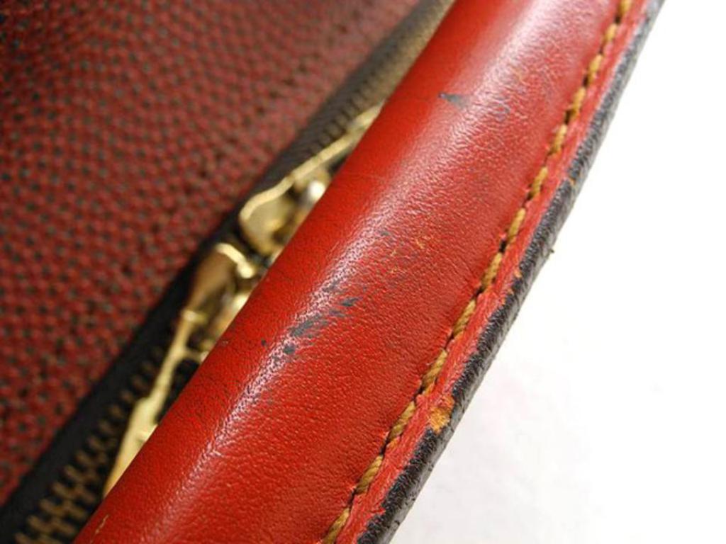 Louis Vuitton (1987 Cup ) Challenge Boston 221140 Red Leather Weekend/Travel Bag In Fair Condition For Sale In Forest Hills, NY