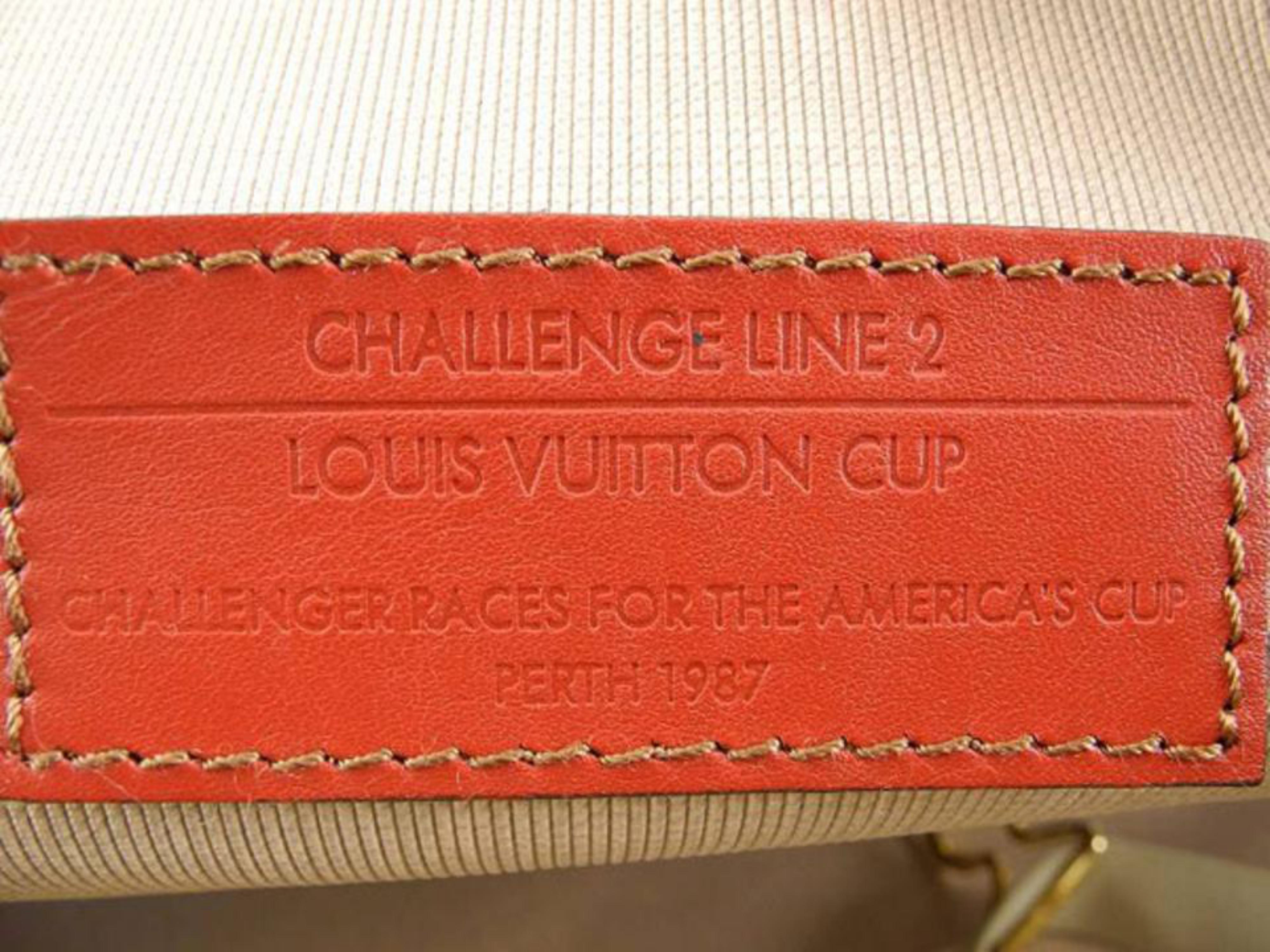 Louis Vuitton (1987 Cup ) Challenge Boston 221140 Red Leather Weekend/Travel Bag For Sale 2