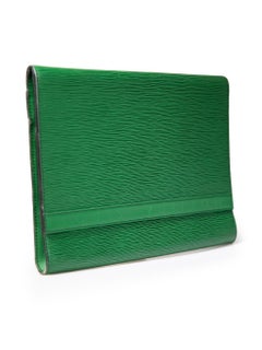 Louis Vuitton 1991 Green Epi Leather Large Clutch Bag