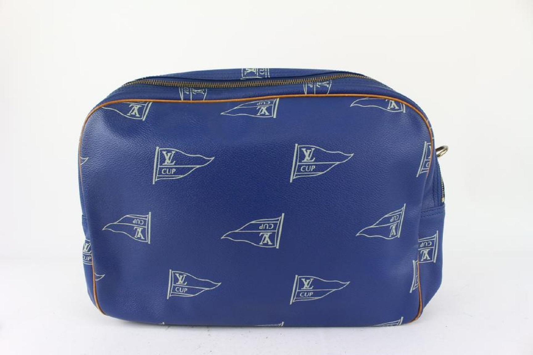 Women's Louis Vuitton 1991 LV Cup Blue Monogram Sail Sac Cowes Messenger Bag 826lv89   For Sale