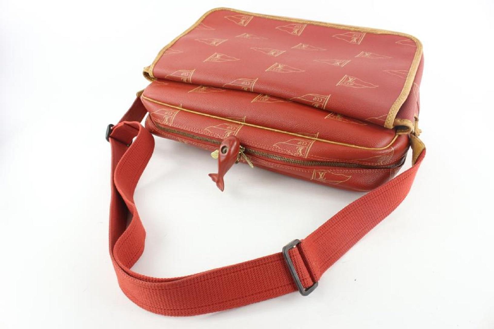 Brown Louis Vuitton 1995 LV Cup Red Bosphore Calvi Messenger Crossbody Bag 234lvs56 For Sale