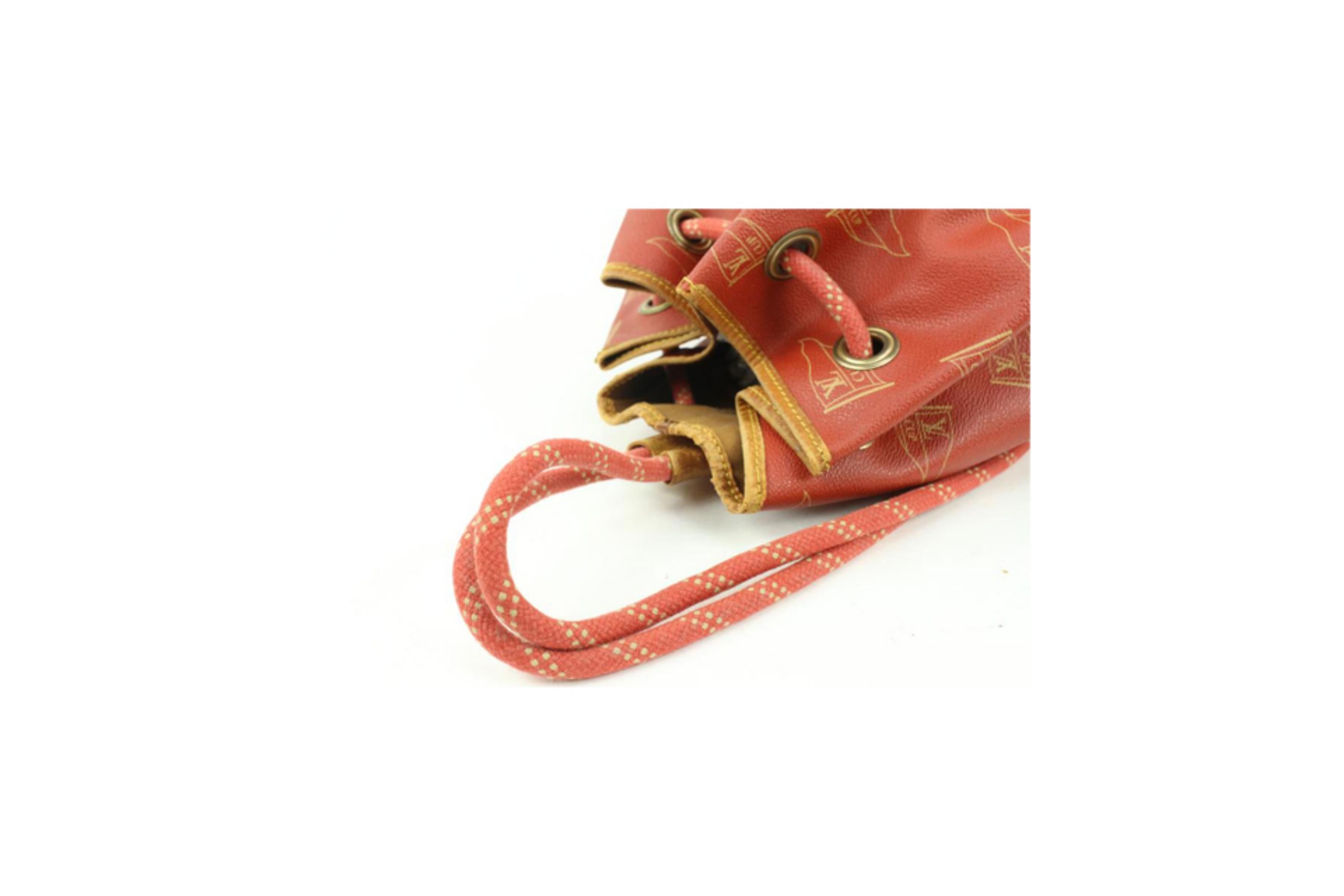 Louis Vuitton 1995 LV Cup Red Monogram Saint Tropez Drawstring Hobo Bag 65lv23s 1