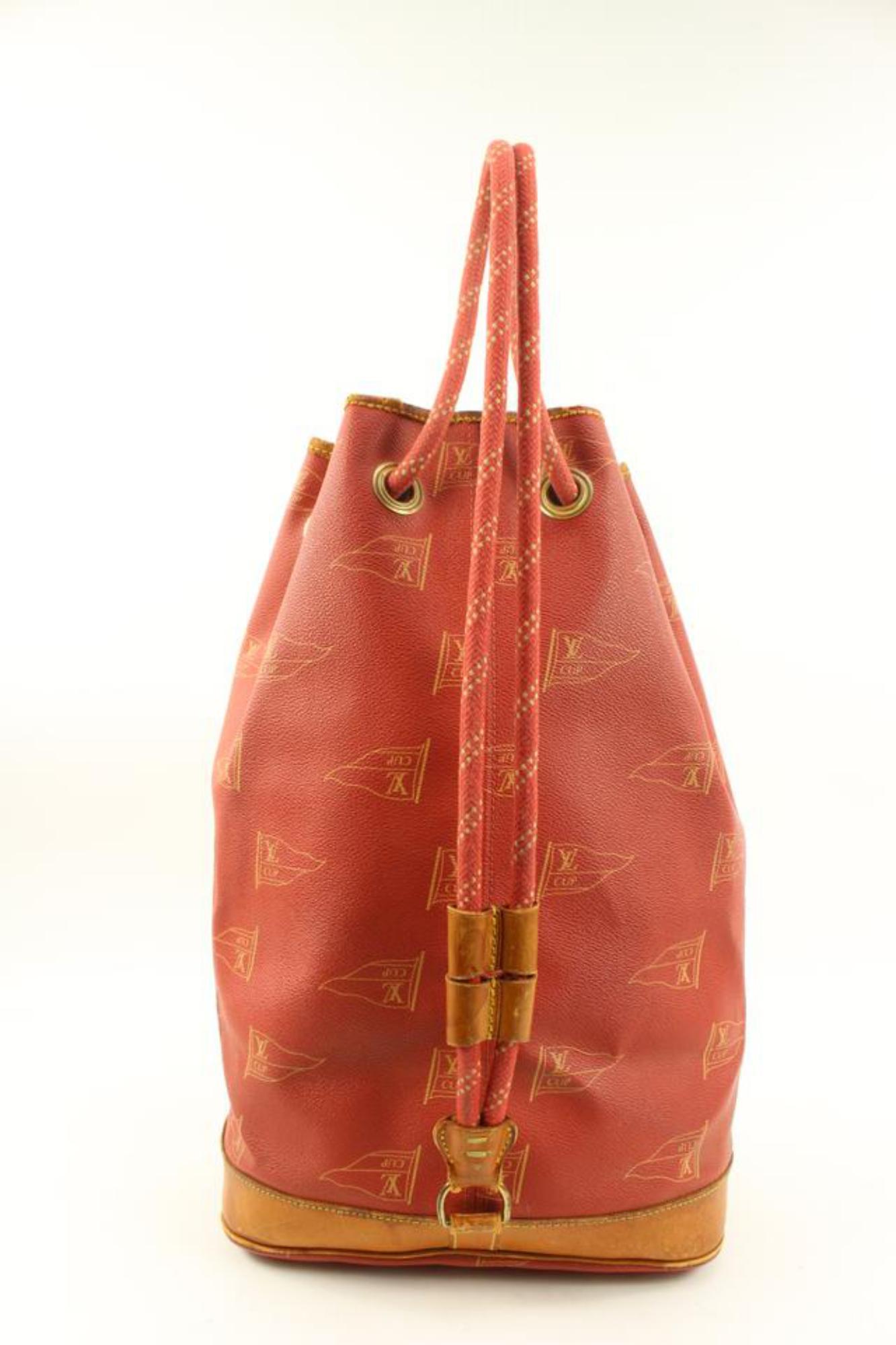 Louis Vuitton 1995 LV Cup Red St Tropez Drawstring Bucket Hobo 97lv228s 2