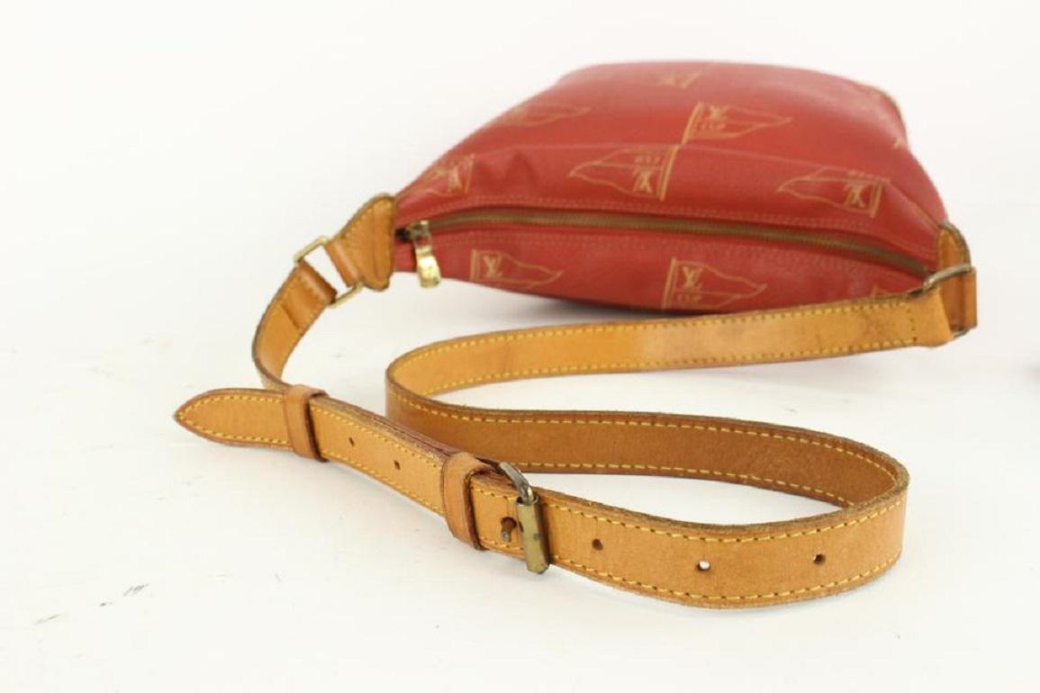 Louis Vuitton 1995 Red LV Cup Monogram Le Touquet Hobo 917lv8 In Good Condition In Dix hills, NY