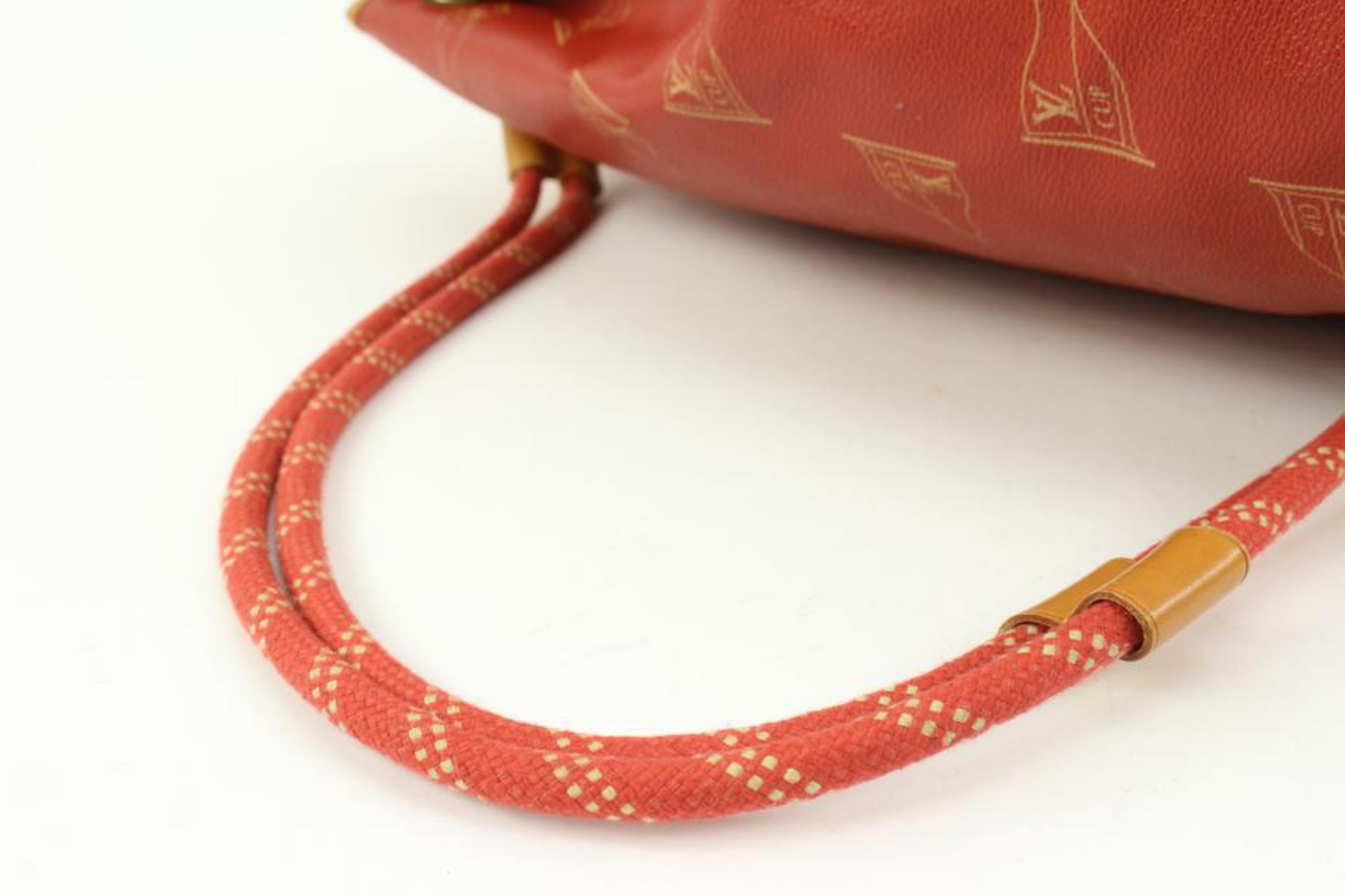 Louis Vuitton 1995 Red LV Cup Saint Tropez Drawstring Bucket Hobo Bag 63lk38s 4