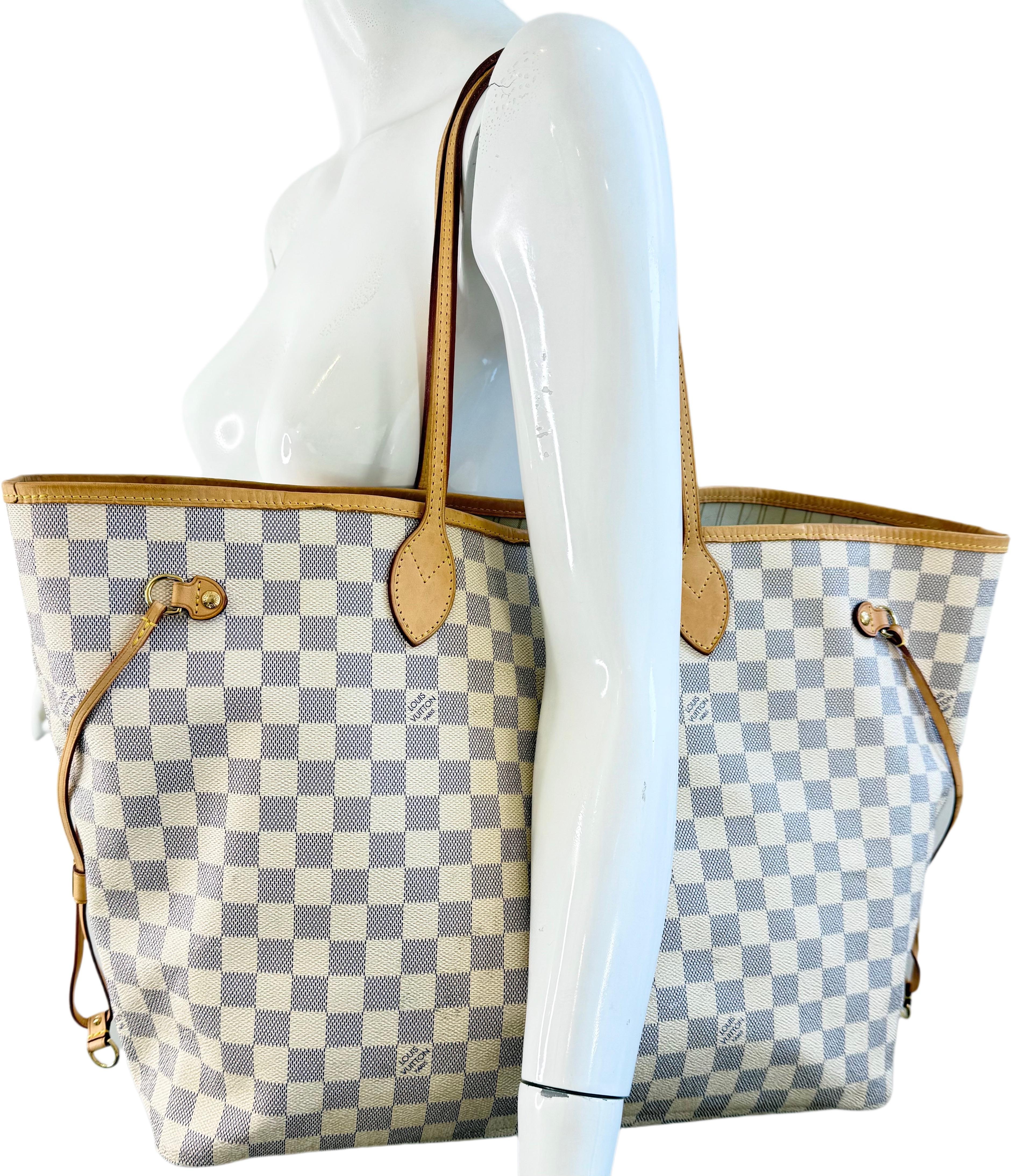 Gris Louis Vuitton 1st Generation Damier Azur Neverfull GM Tote Bag Everyday Carryall en vente