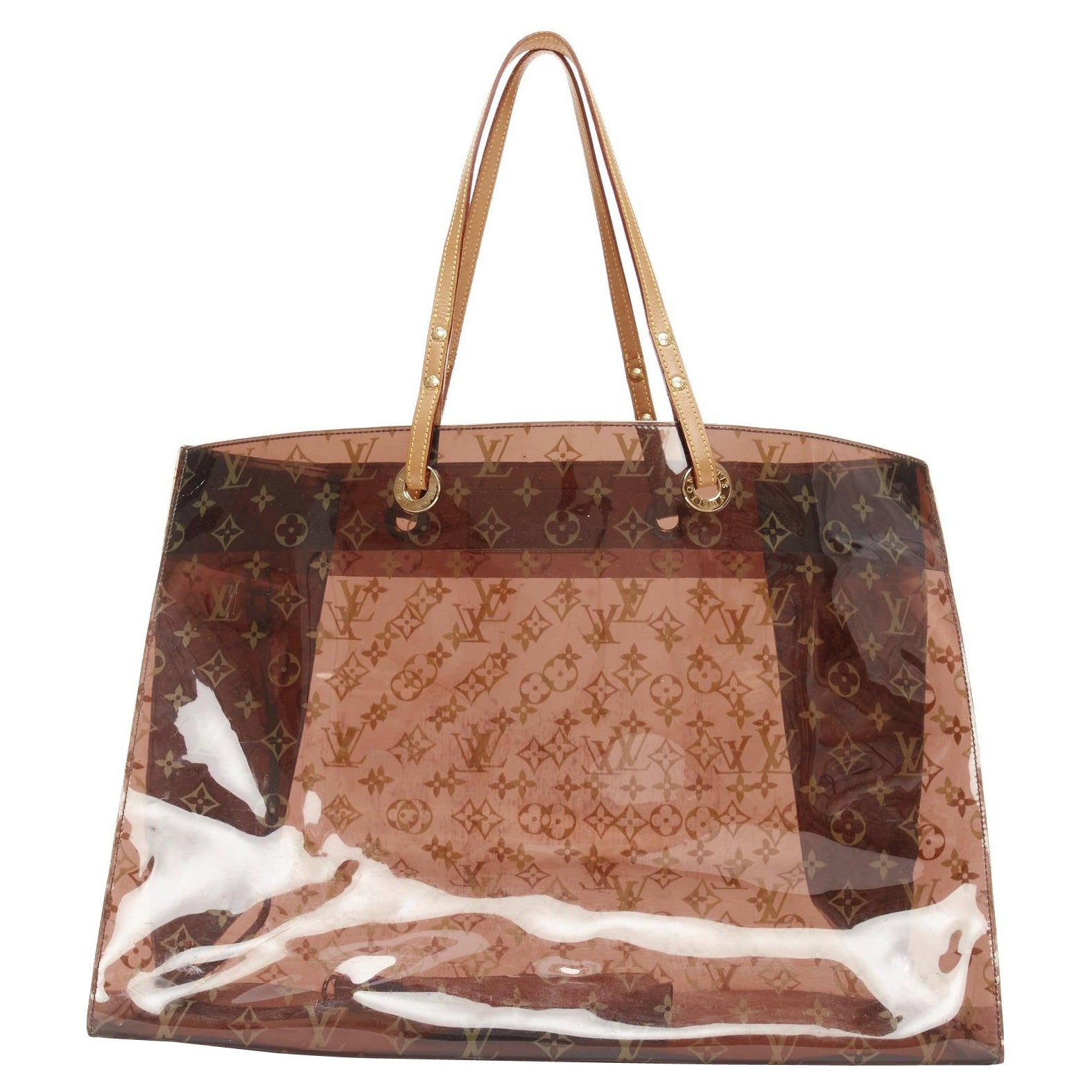 LOUIS VUITTON 2000 Cabas Cruise brown LV monogram PVC vinyl tote bag pouch