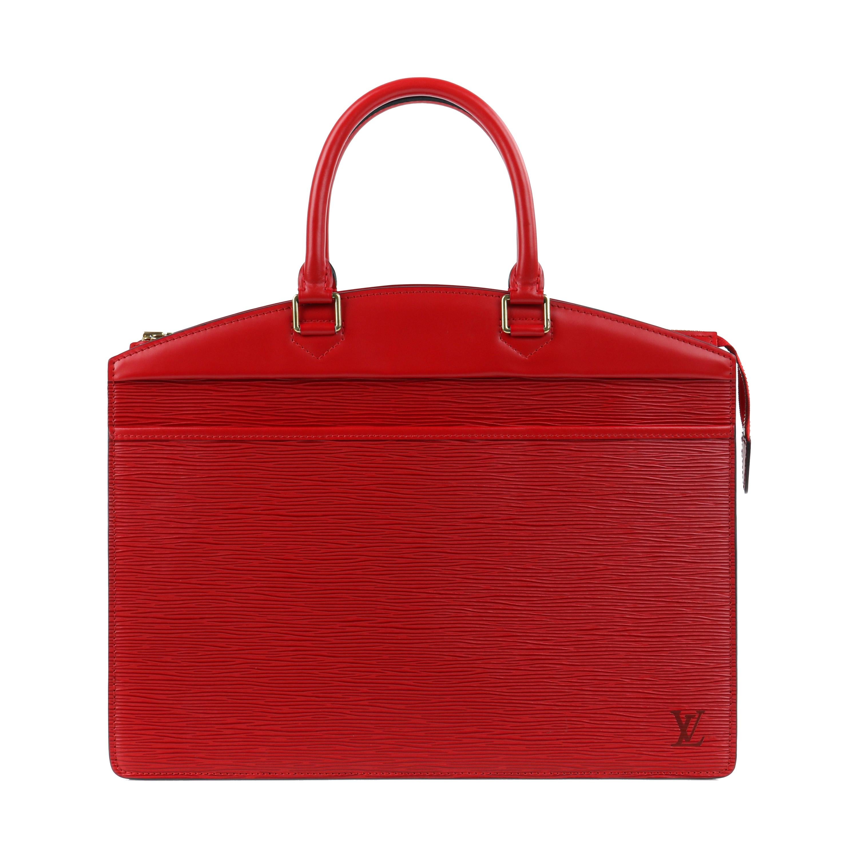 LOUIS VUITTON 2000 "Riviera" Carmine Red Epi Leather Structured Handbag