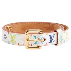 Louis Vuitton 2003 LV Ceinture T70 Murakami White Canvas Monogram Belt S.S. White 28in