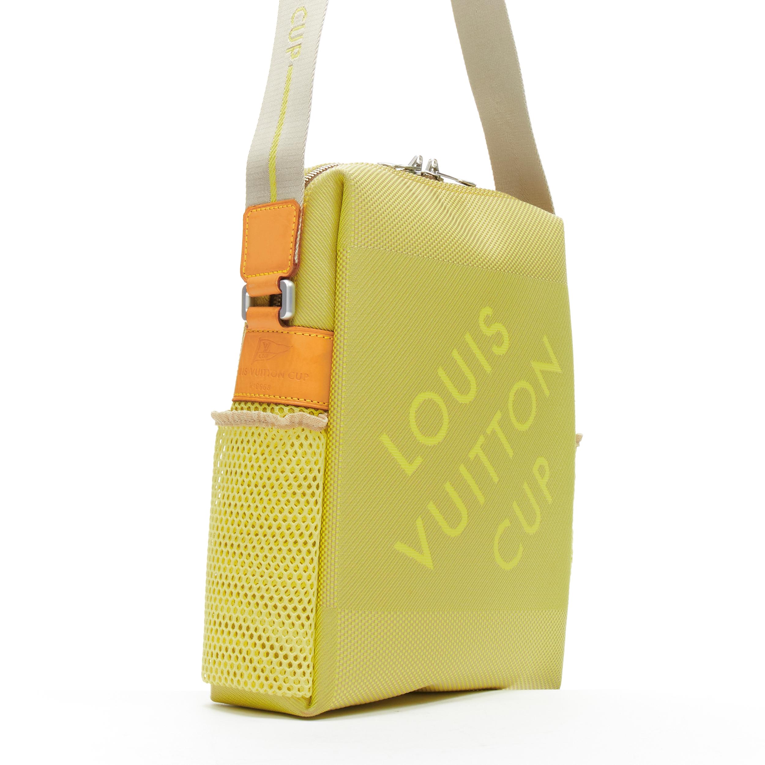 LOUIS VUITTON 2003 LV CUP Geant neon yellow damier canvas crossbody bag In Good Condition In Hong Kong, NT