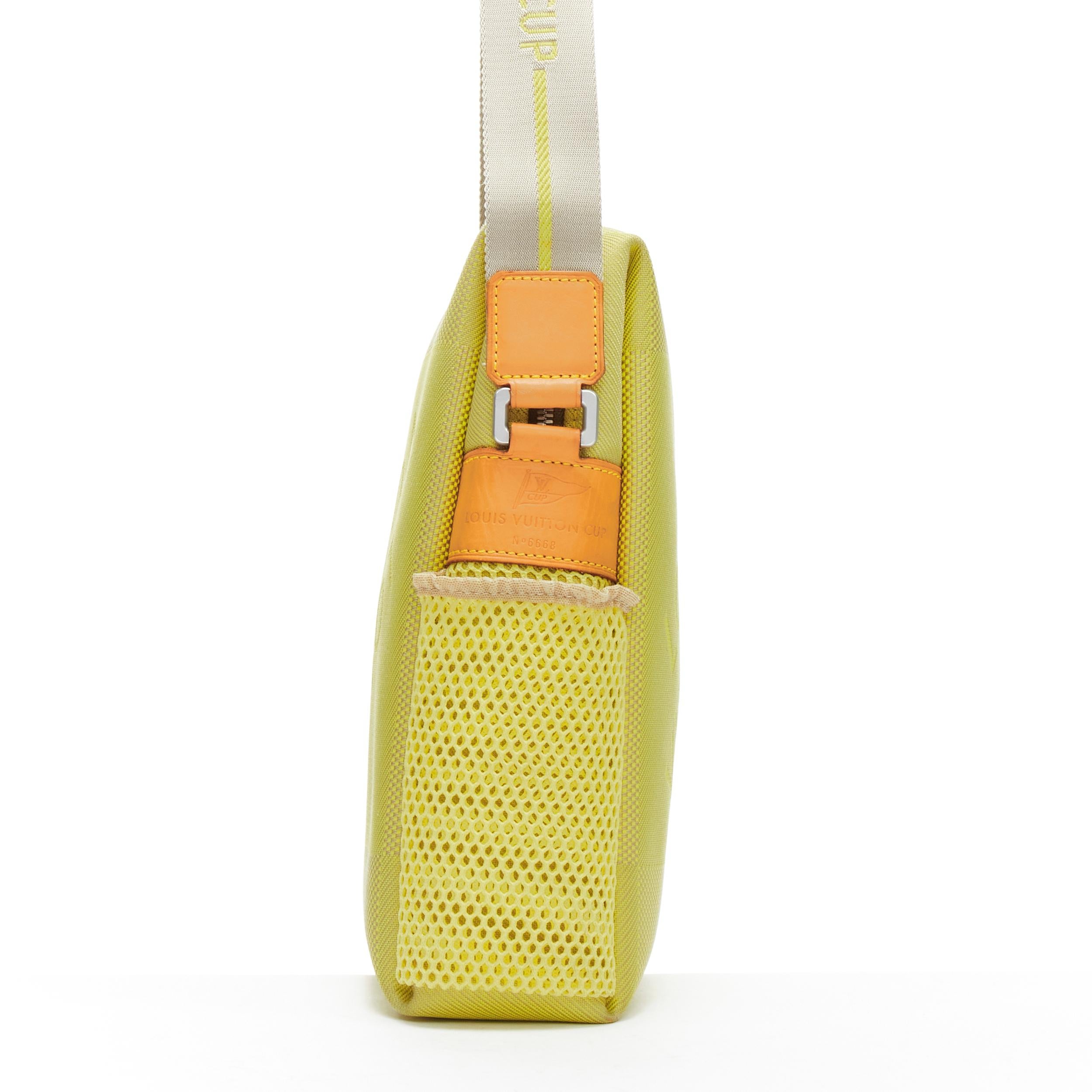 Women's LOUIS VUITTON 2003 LV CUP Geant neon yellow damier canvas crossbody bag