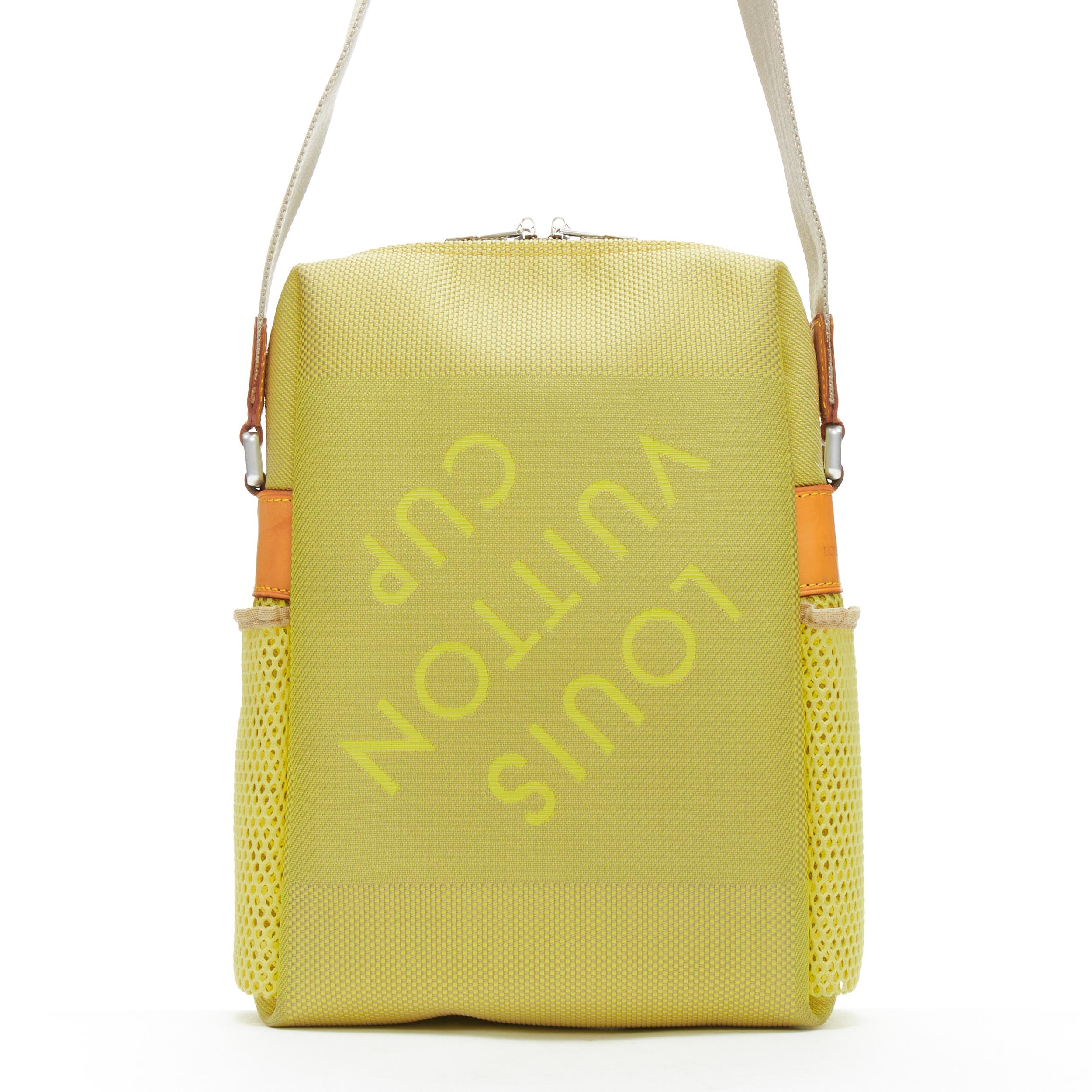 LOUIS VUITTON 2003 LV CUP Geant neon yellow damier canvas crossbody bag 1