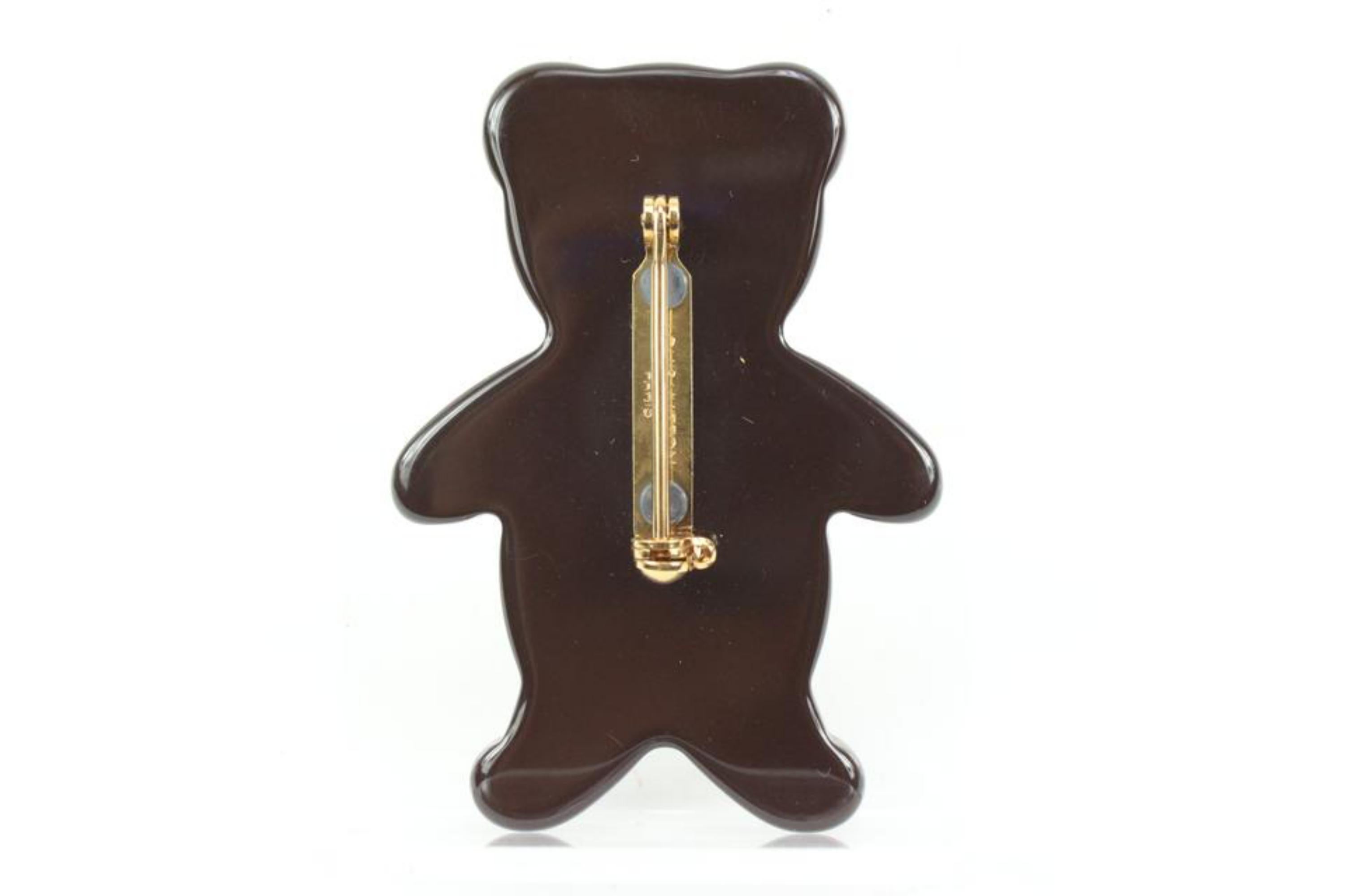Louis Vuitton 2005 Brown Monogram Teddy Bear Pin Brooch s331lk39 In Good Condition In Dix hills, NY