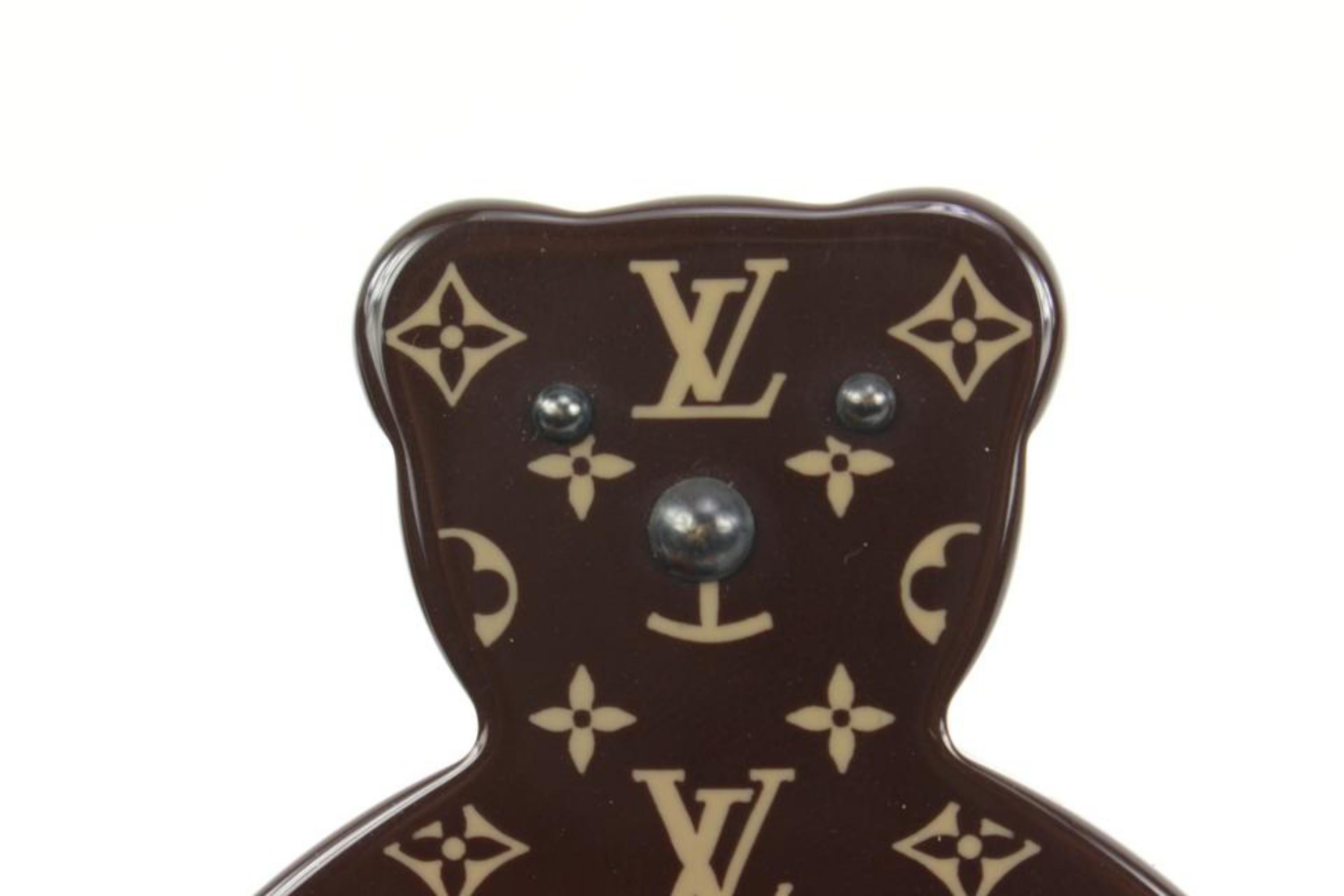 Women's Louis Vuitton 2005 Brown Monogram Teddy Bear Pin Brooch s331lk39