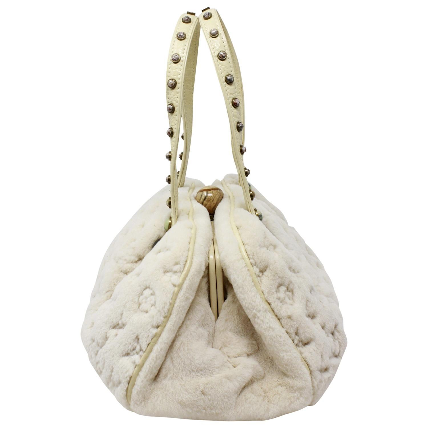 Louis Vuitton 2005 F/W Cream Mink Monogram Demi Lune Bag In Good Condition In Atlanta, GA