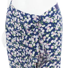 LOUIS VUITTON 2005 Runway floral cherry print ruffle midi skirt FR38 M
