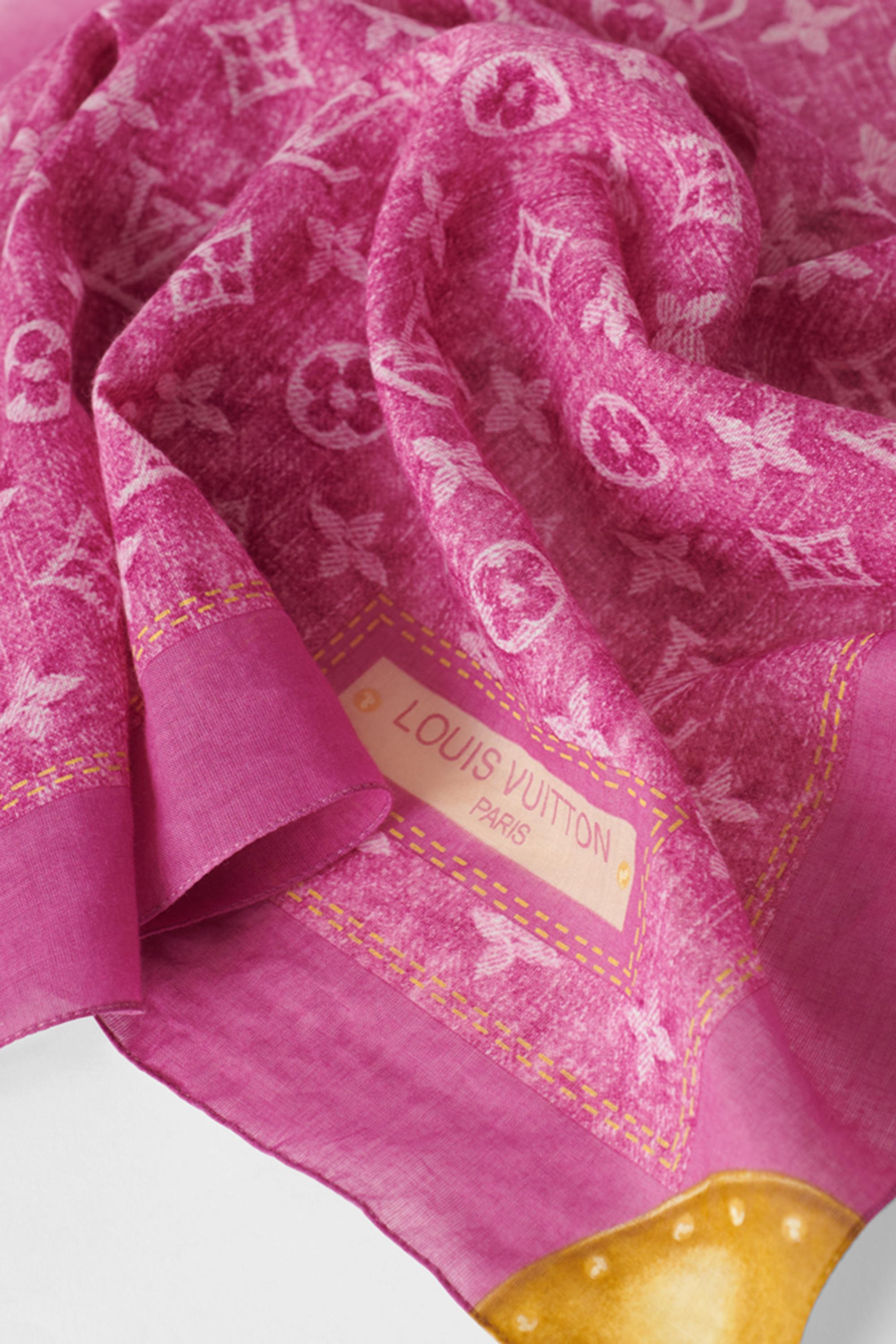 Louis Vuitton 2006 Pink Denim Monogram Speedy Bag & Scarf For Sale 6