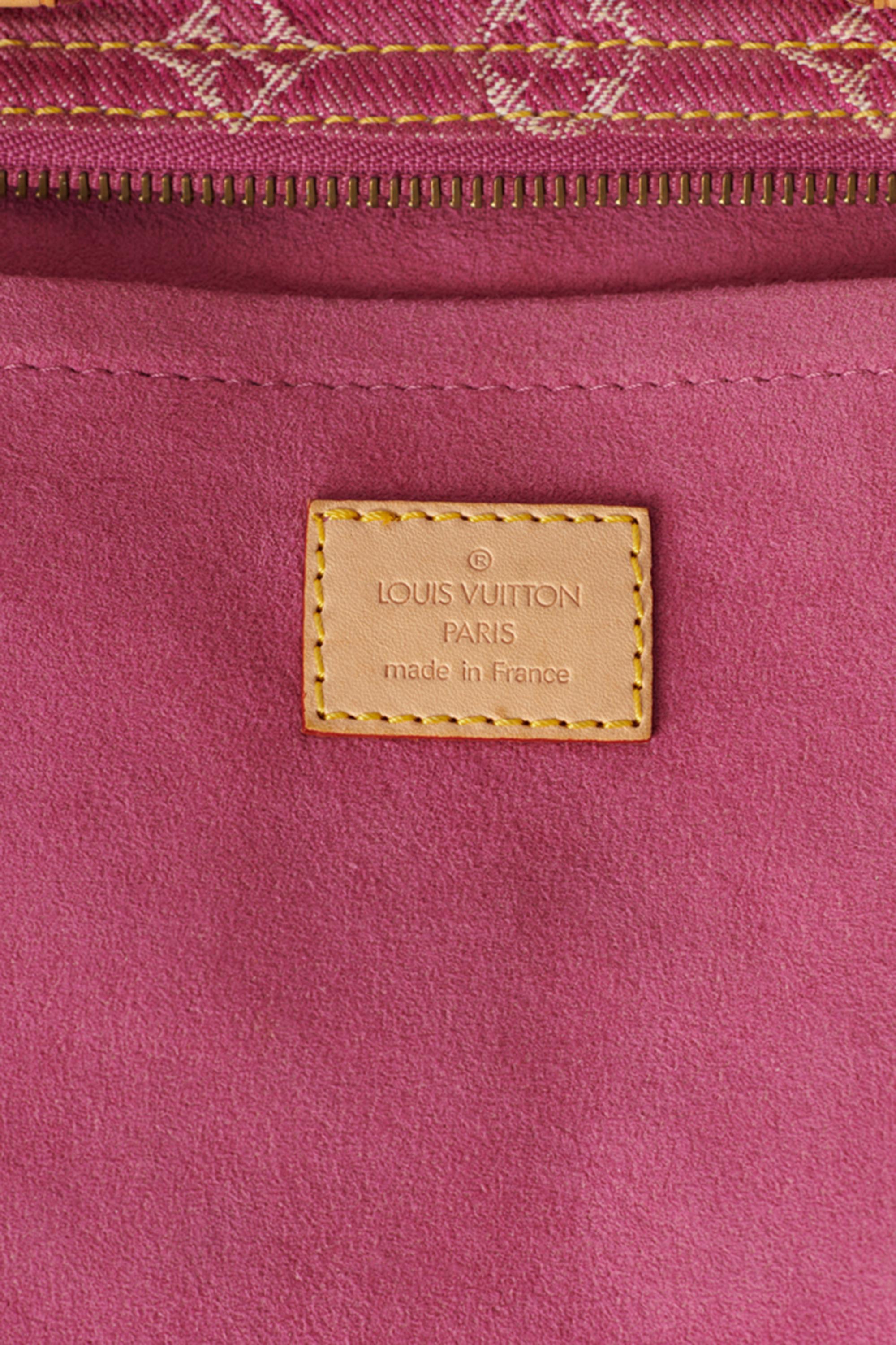 Louis Vuitton 2006 Pink Denim Monogram Speedy Bag & Scarf For Sale 2