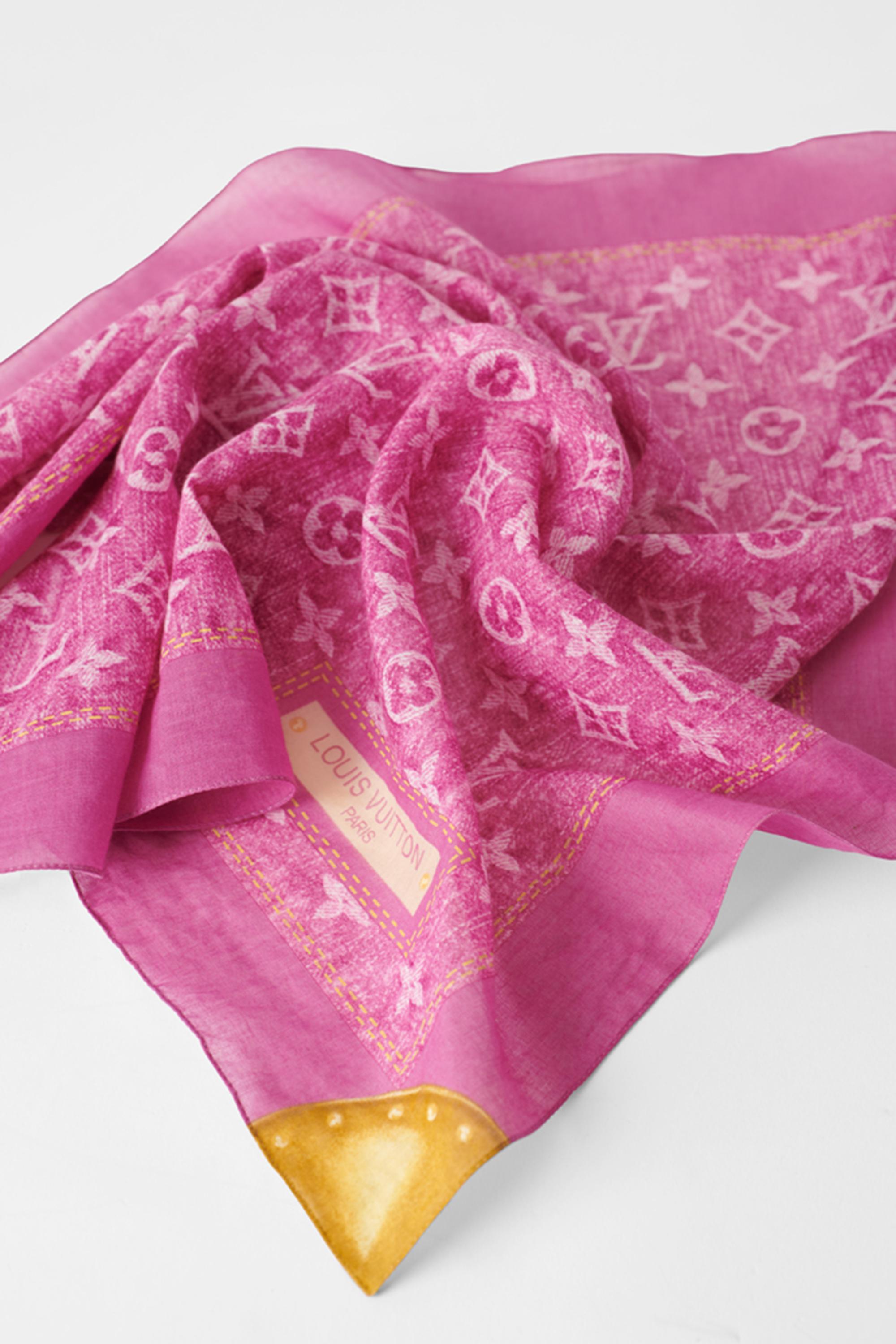 Louis Vuitton 2006 Pink Denim Monogram Speedy Bag & Scarf For Sale 5