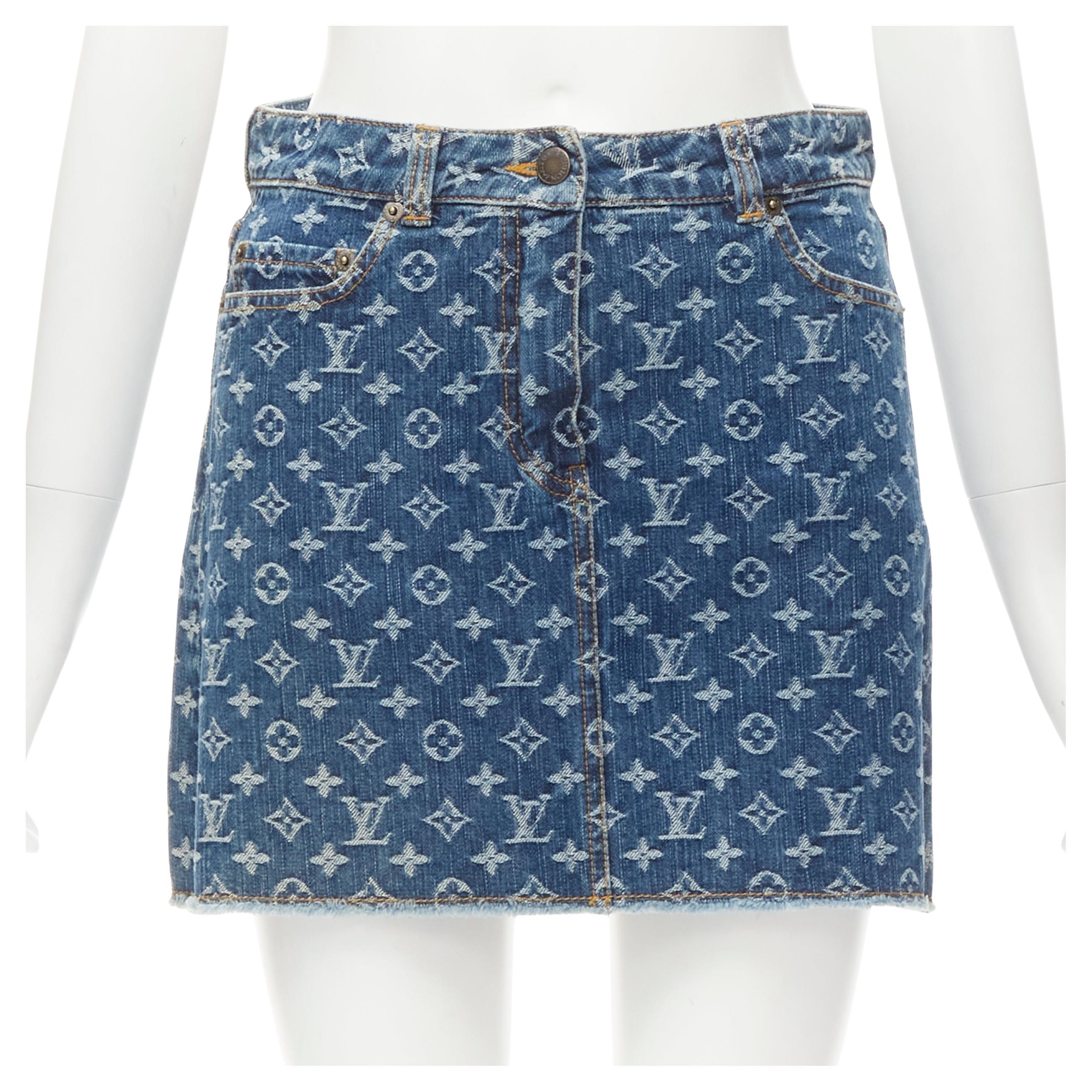 Louis Vuitton Blue Monogram Ombre Effect Jacquard Denim Mini Skirt