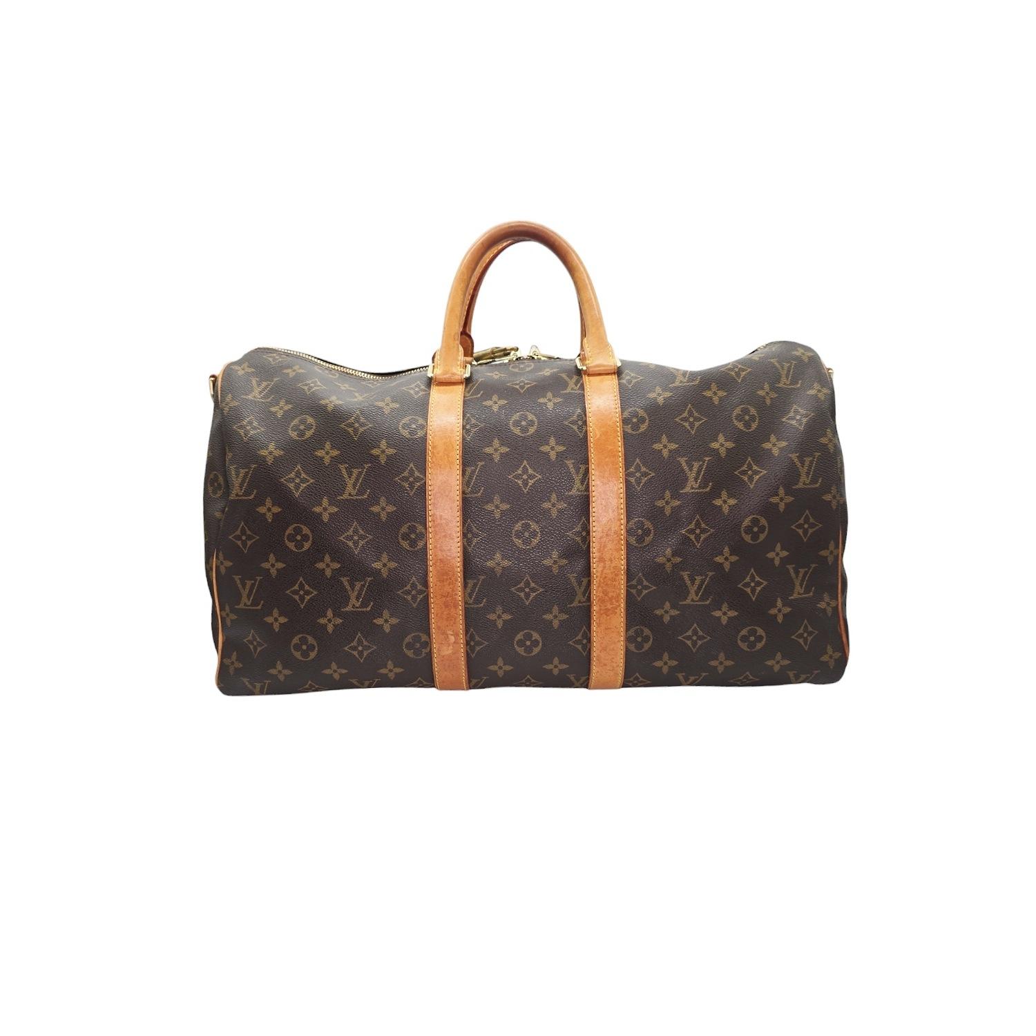 Brown Louis Vuitton 2007 Monogram Canvas Keepall Bandouliere 45 For Sale