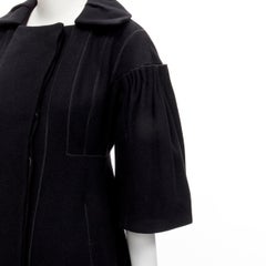 LOUIS VUITTON 2007 Runway black wool pleated Victorian coat dress FR34 XS