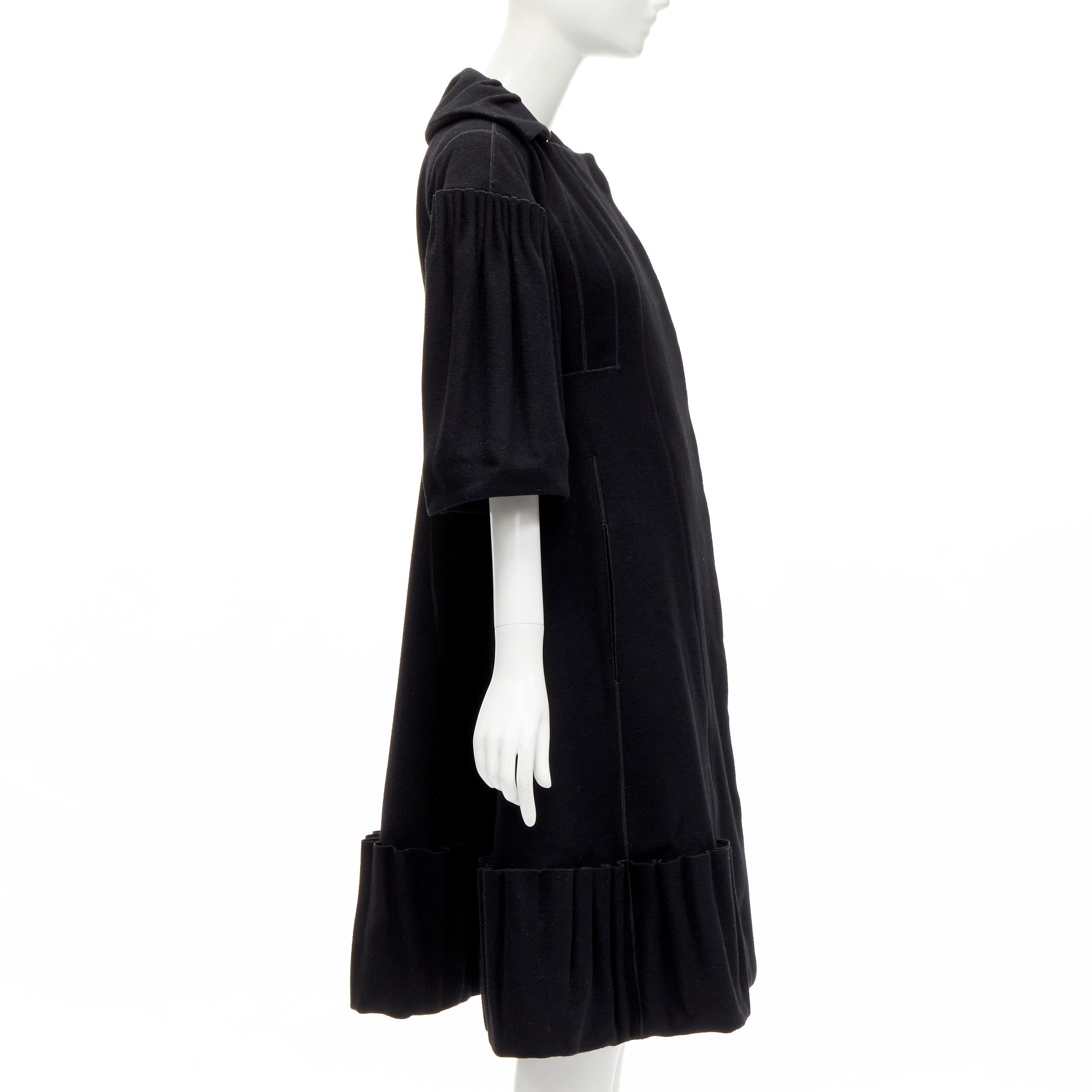 LOUIS VUITTON 2007 Runway black wool pleated Victorian coat dress FR34 XS For Sale 1