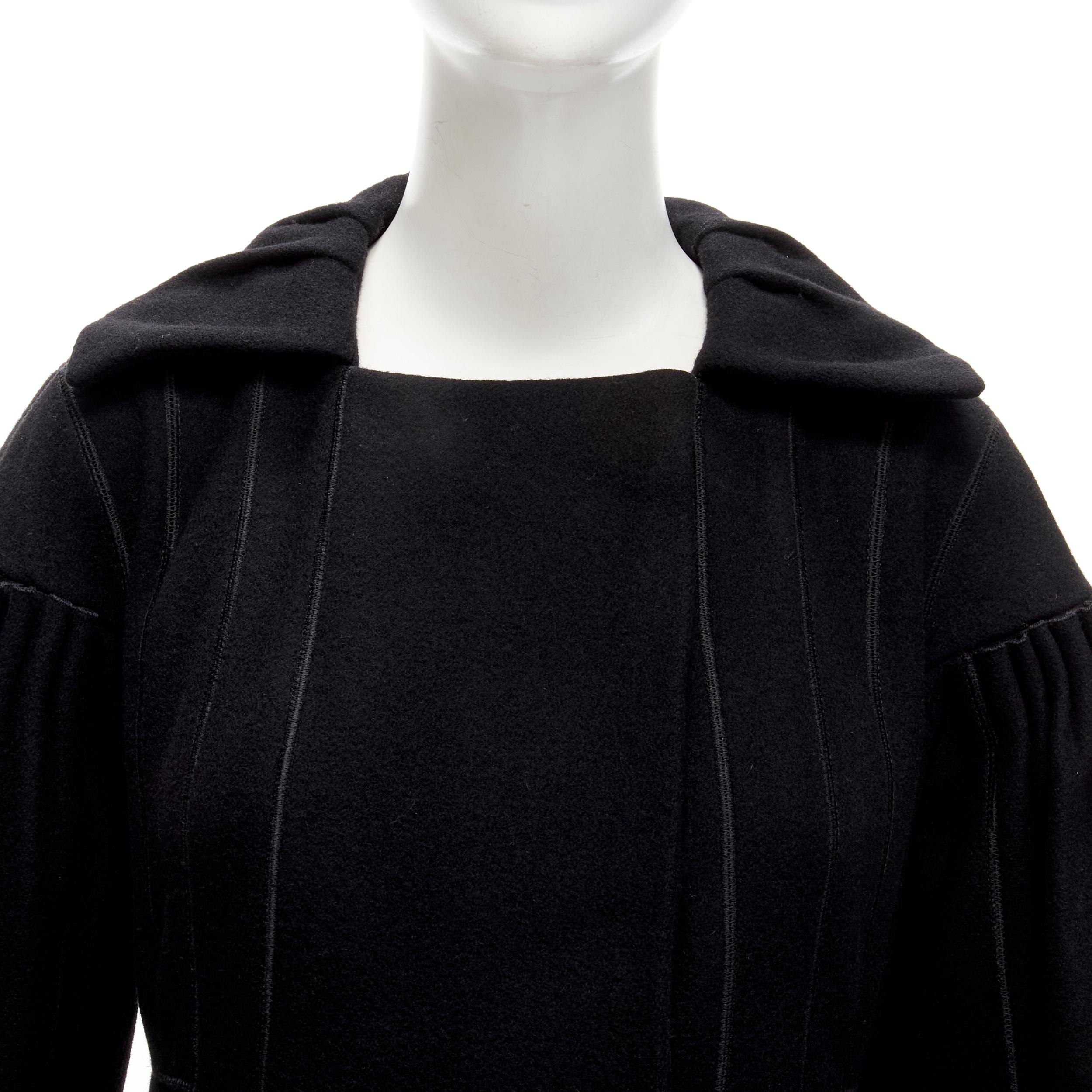 LOUIS VUITTON 2007 Runway black wool pleated Victorian coat dress FR34 XS For Sale 4