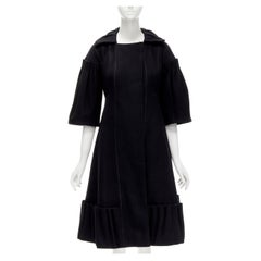 LOUIS VUITTON 2007 Laufsteg Schwarzes viktorianisches Mantelkleid aus Wolle mit Falten FR34 XS