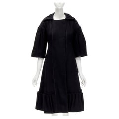 LOUIS VUITTON 2007 Runway black wool pleated Victorian coat dress FR34 XS