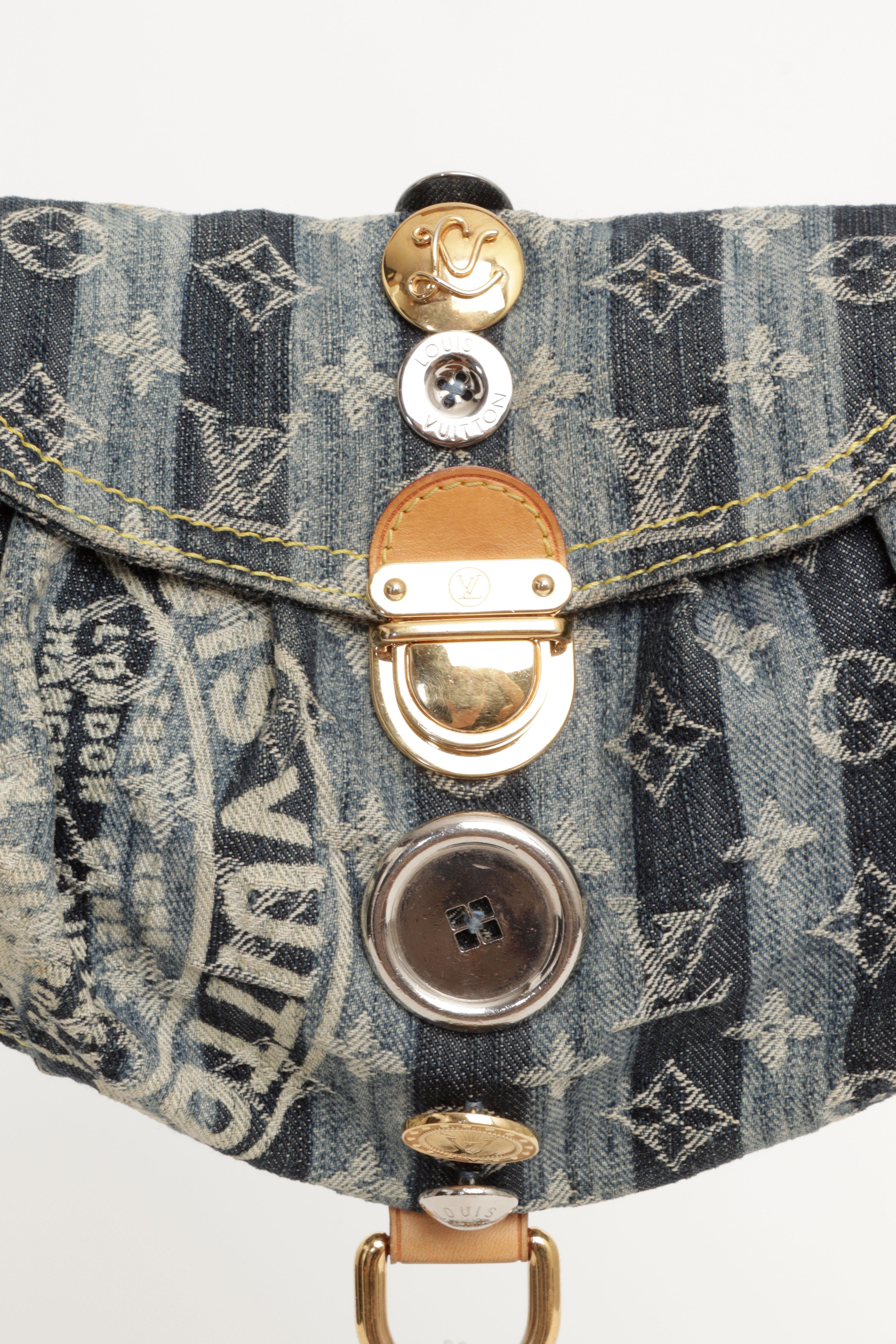 Louis Vuitton 2008 Limited Edition Judy Blame Mini Pleaty Raye Bag in Blue Denim For Sale 1