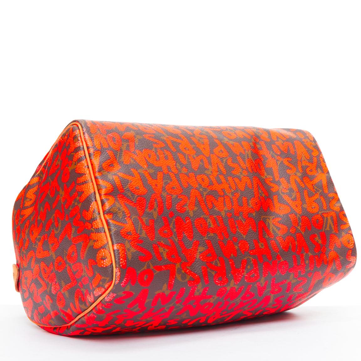 LOUIS VUITTON 2008 Stephen Sprouse Speedy neon orange graffiti bag For Sale 1