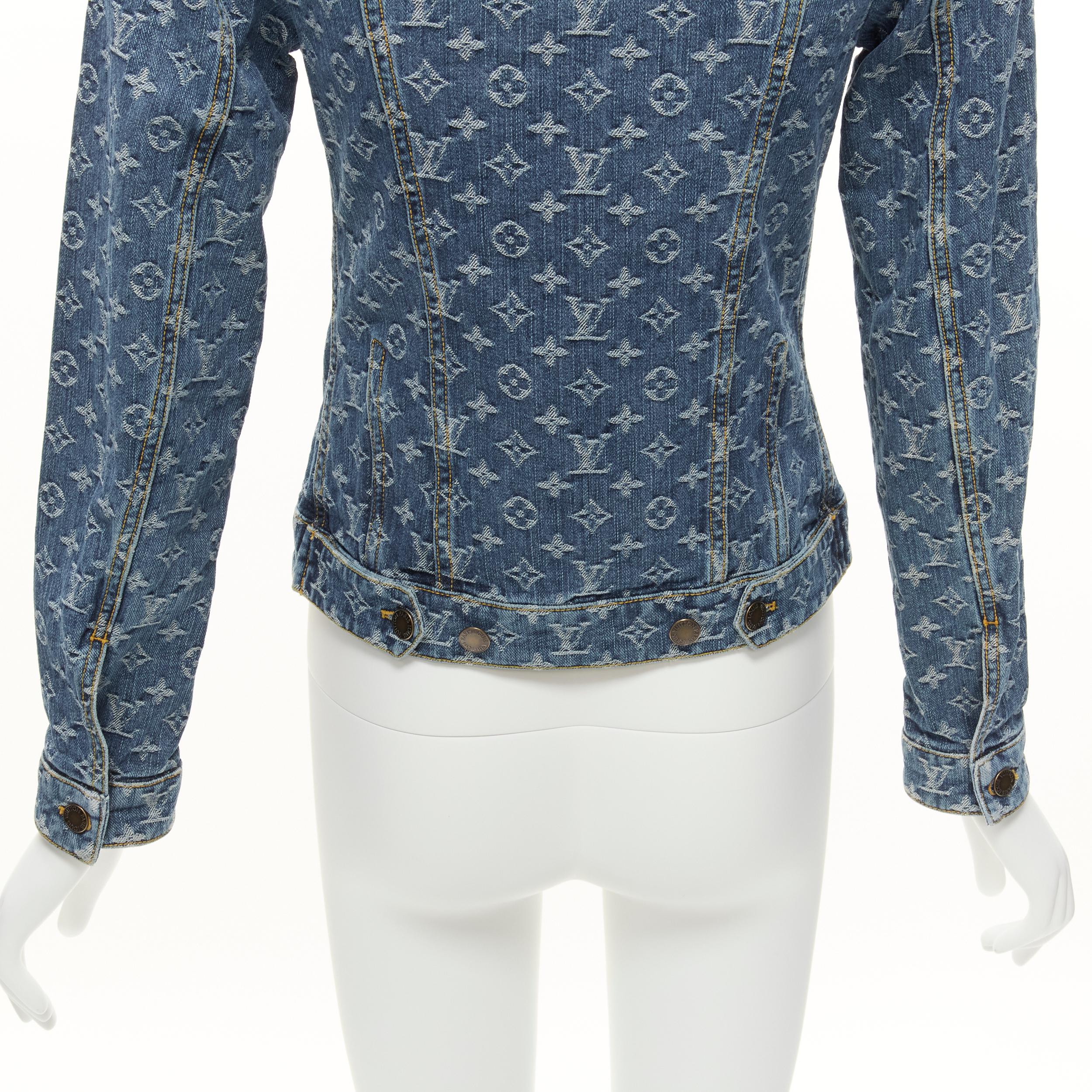 LOUIS VUITTON 2008 Vintage blue LV monogram denim trucker jacket FR34 XS 5