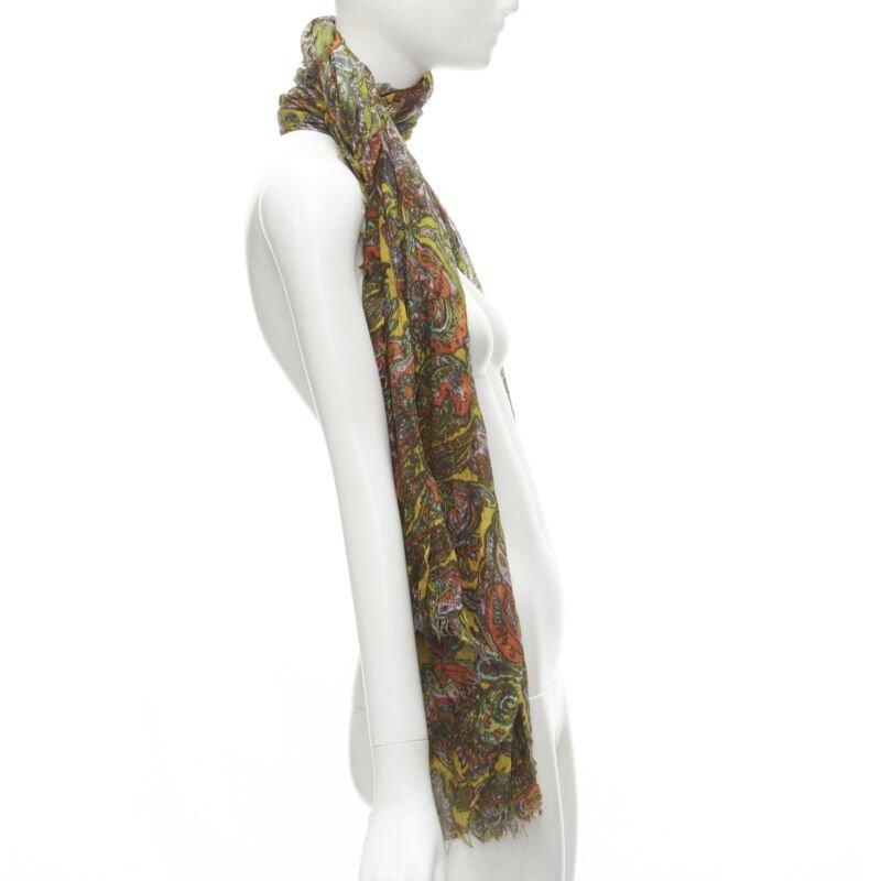 Gris LOUIS VUITTON 2009 écharpe paisley jaune 70% cachemire 30% soie en vente