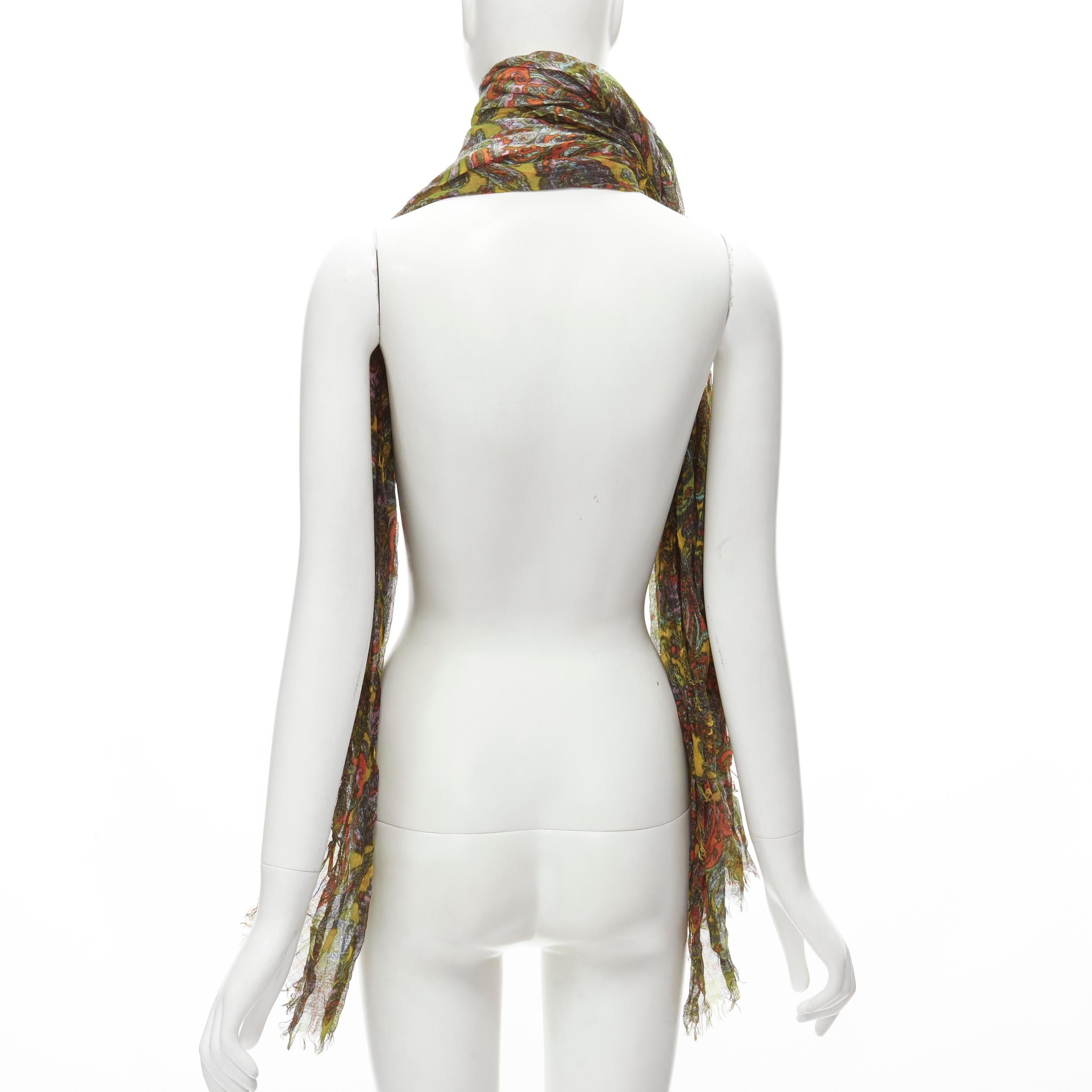 Gray LOUIS VUITTON 2009 70% cashmere 30% silk yellow paisley scarf For Sale