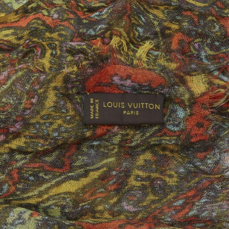 LOUIS VUITTON 2009 écharpe paisley jaune 70% cachemire 30% soie en vente 2