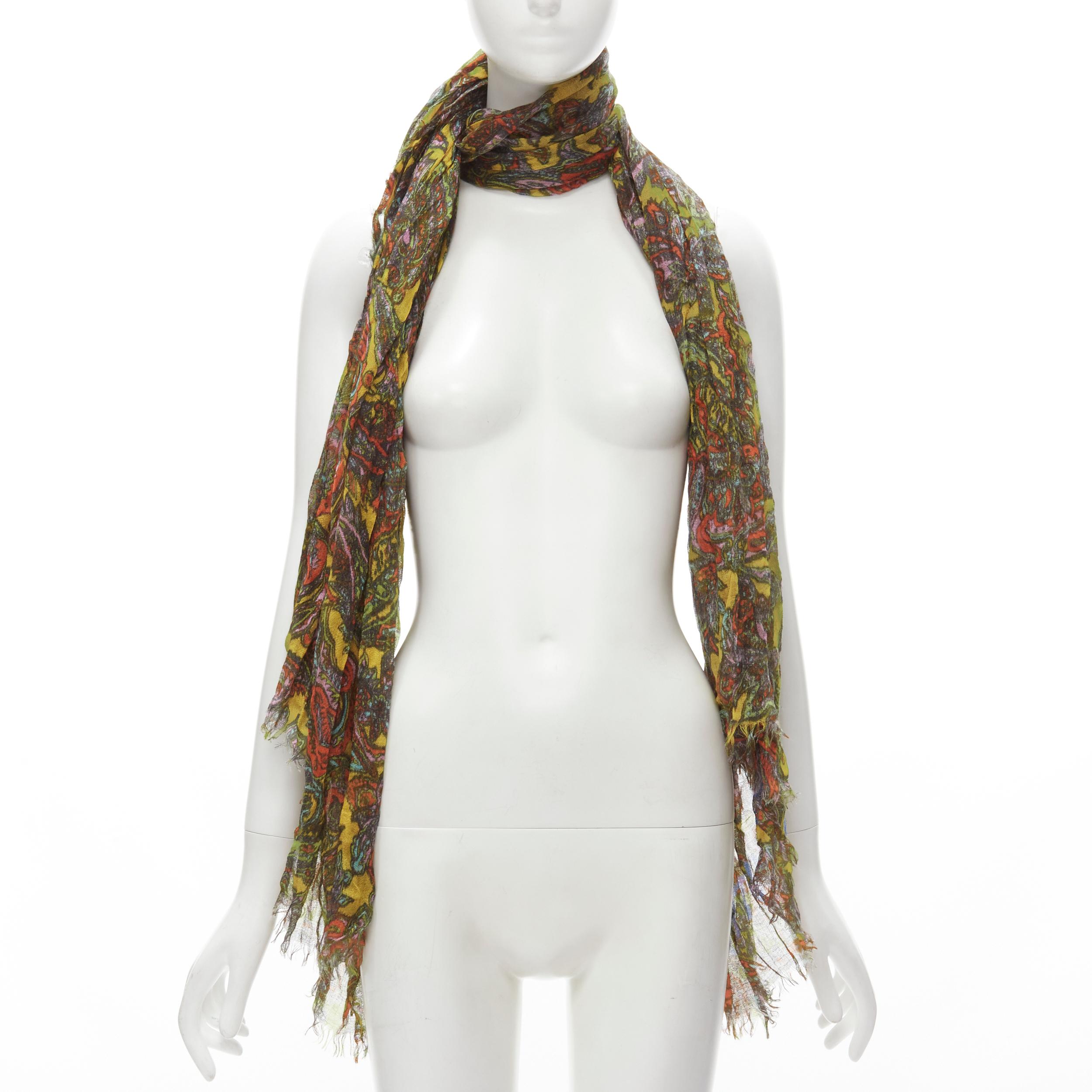 LOUIS VUITTON 2009 70% cashmere 30% silk yellow paisley scarf For Sale