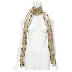 LOUIS VUITTON 2009 Sciarpa Cheche Bohemian in seta e lino a strisce arcobaleno con monogramma
