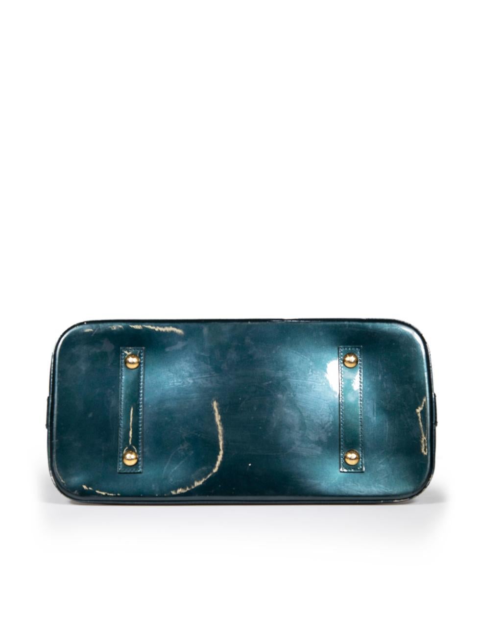 Women's Louis Vuitton 2009 Green Patent Leather Monogram Amarante Vernis Alma GM