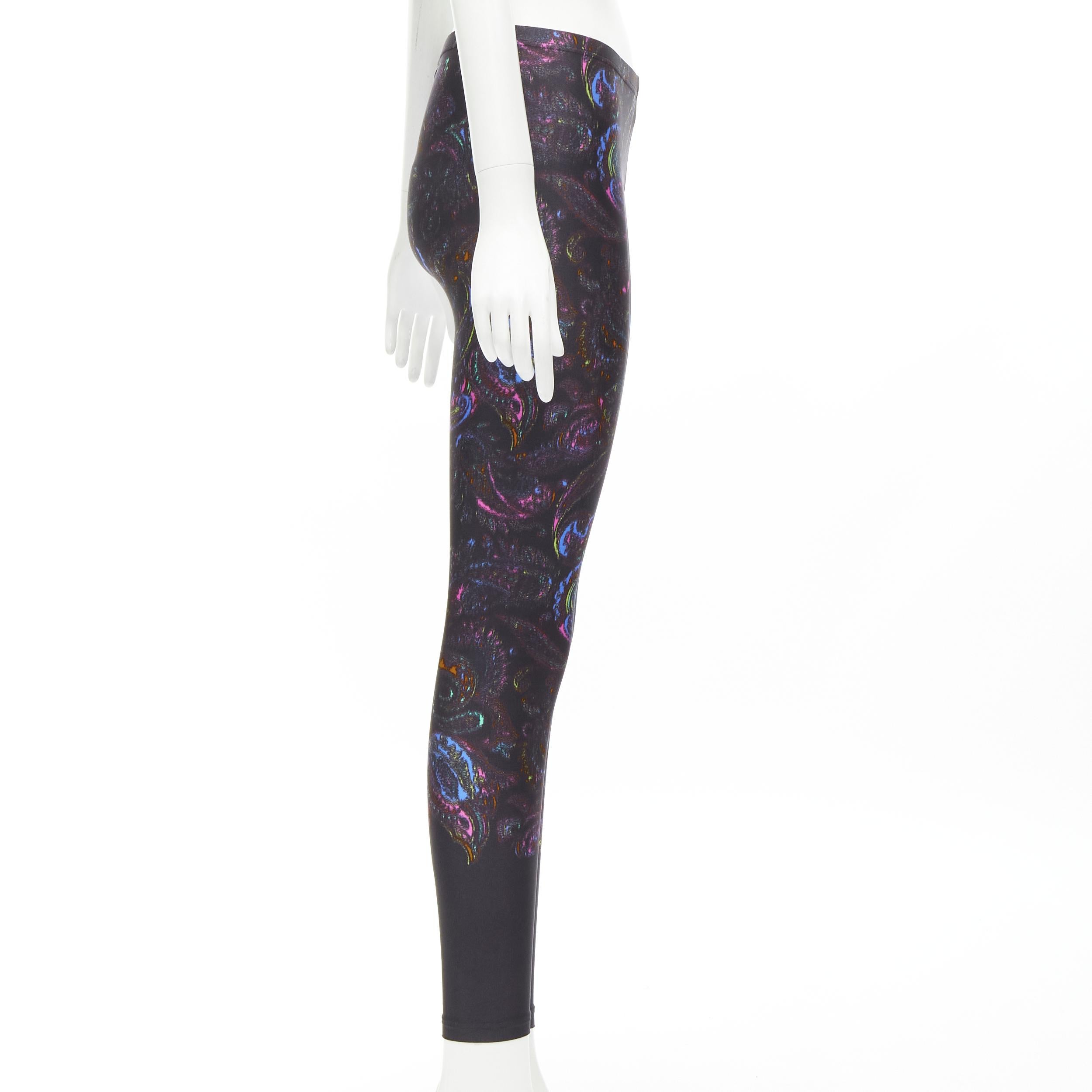 Black LOUIS VUITTON 2009 Runway black blue paisley print stretchy legging FR34 XS rare For Sale