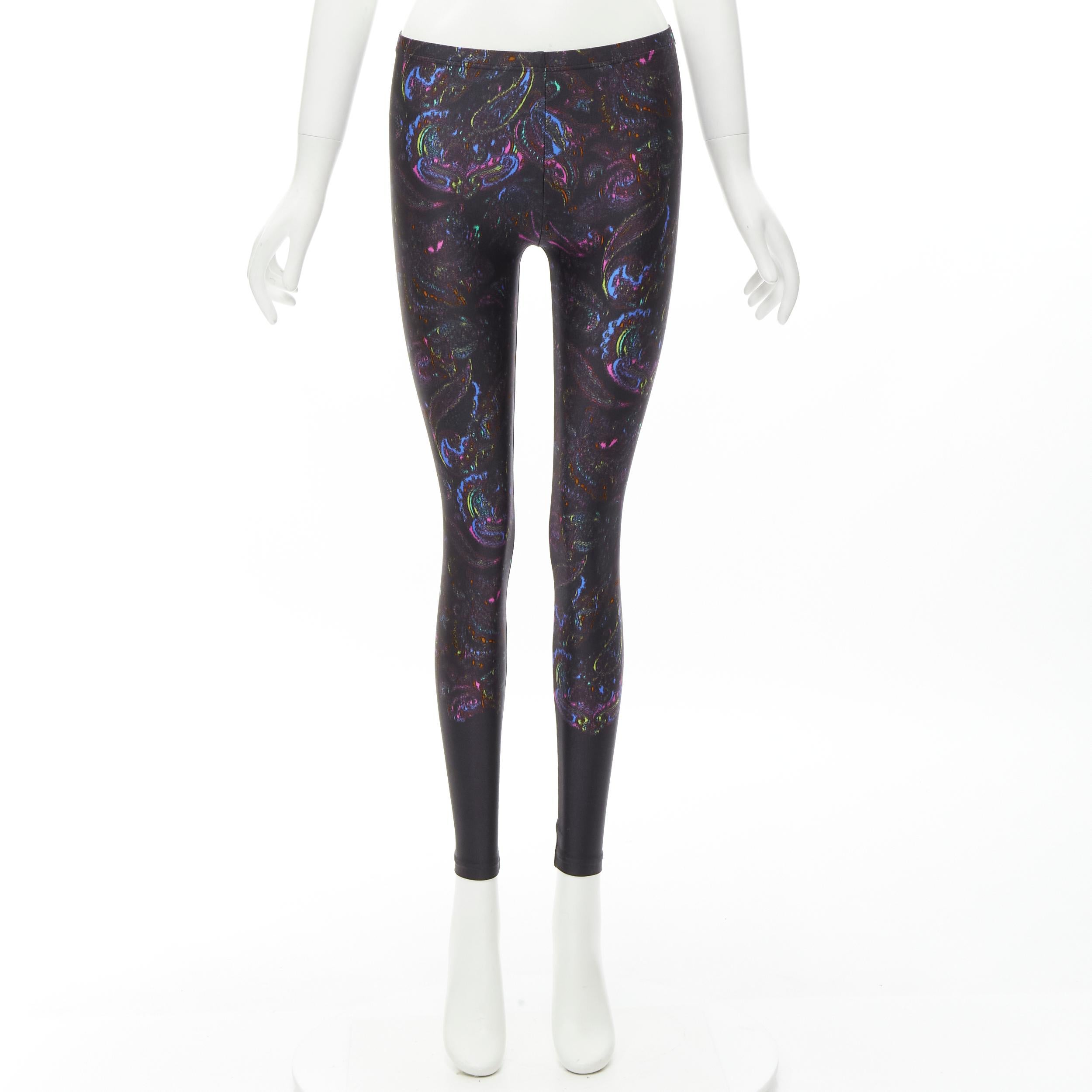 LOUIS VUITTON 2009 Runway black blue paisley print stretchy legging FR34 XS rare 3